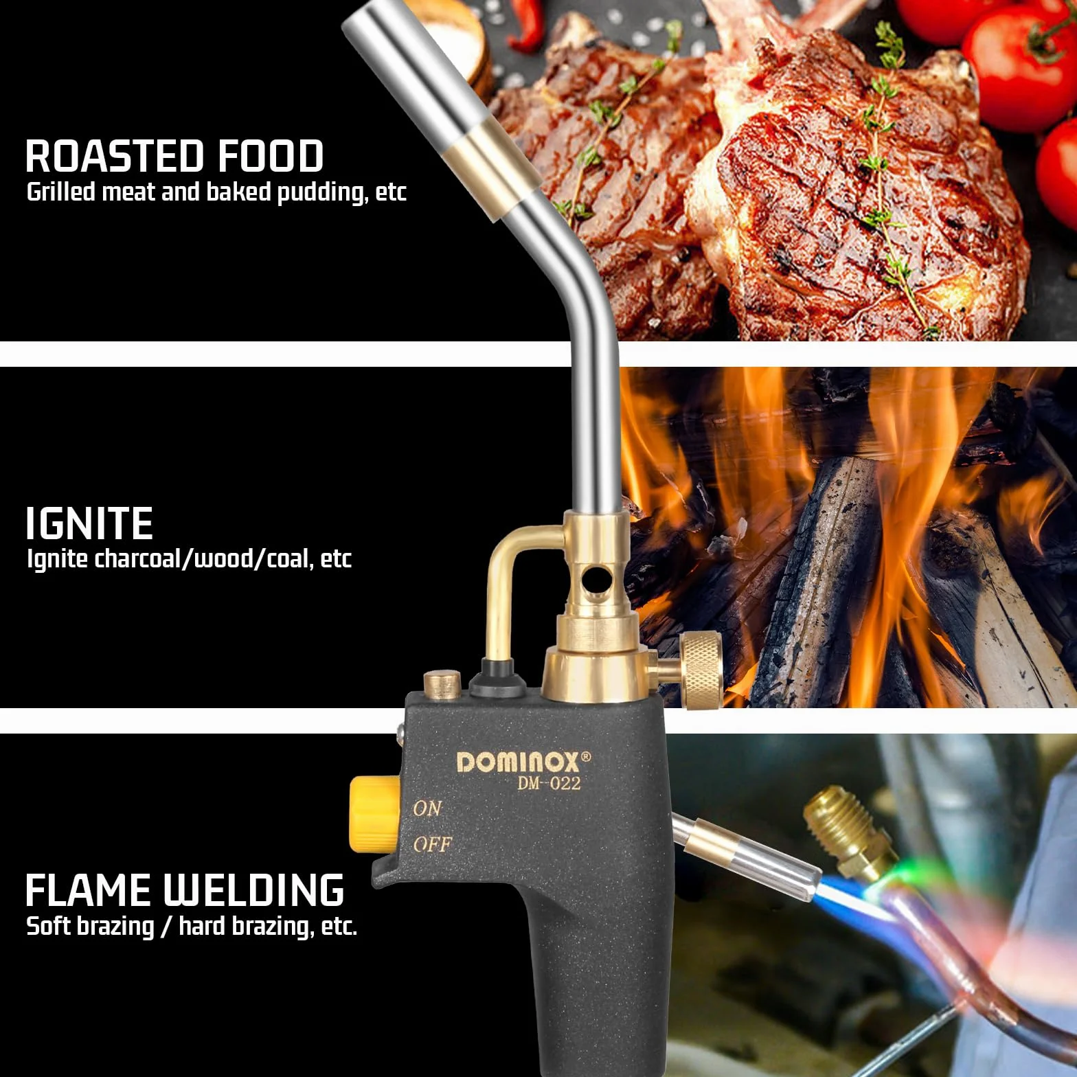 Torcia a propano ad alta intensità, torcia a gas con grilletto, torcia per saldatura per serbatoio propano MAP, MAPP Tank, saldatura, accensione, barbecue, illuminazione