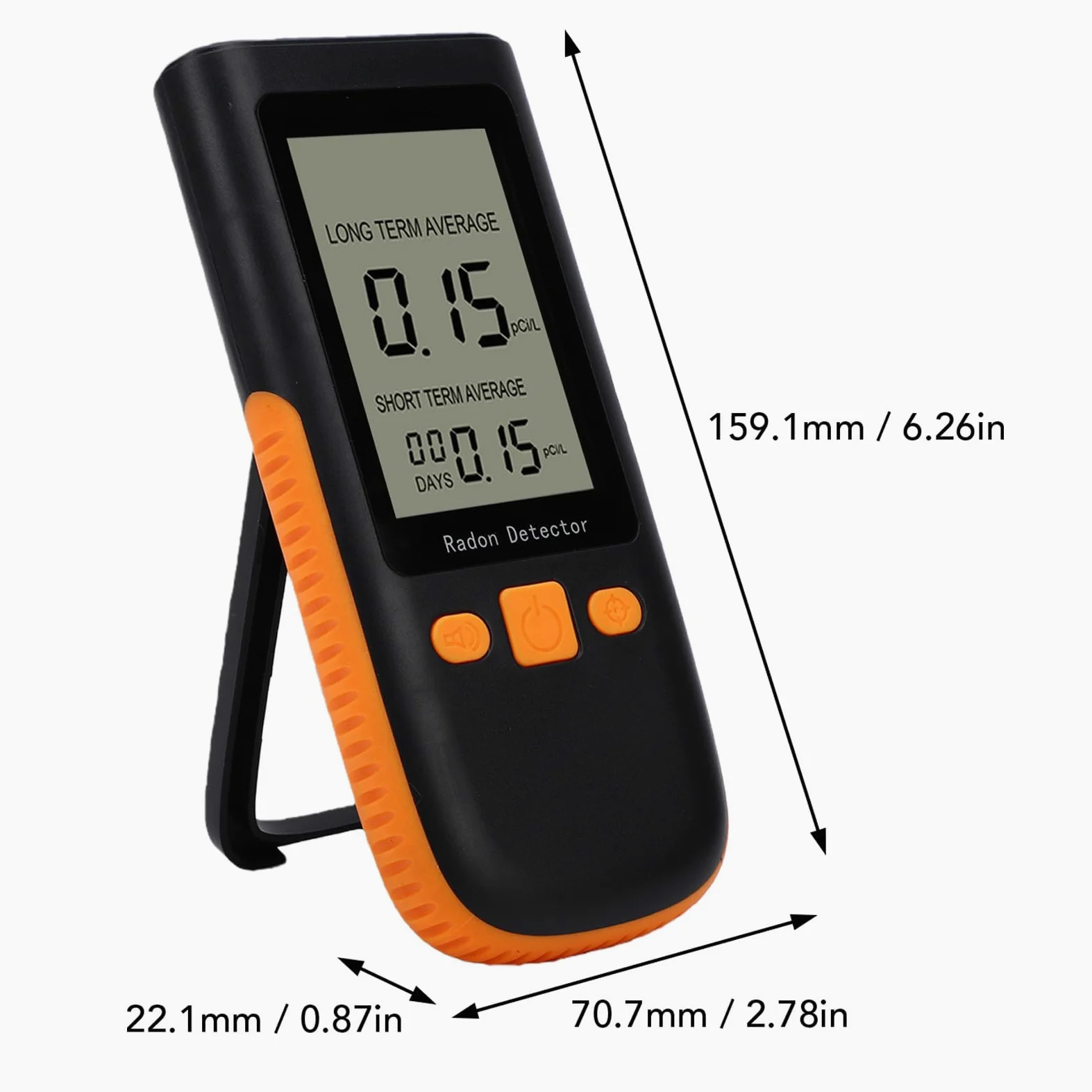 Rilevatore di Radon Portatile 0-270pci & L per Residenti di Casa Lavoratori Ufficio Amministratori Scuole Operatori Hotel Sensore Ionico Ad Alta Precisione Monitora Livelli