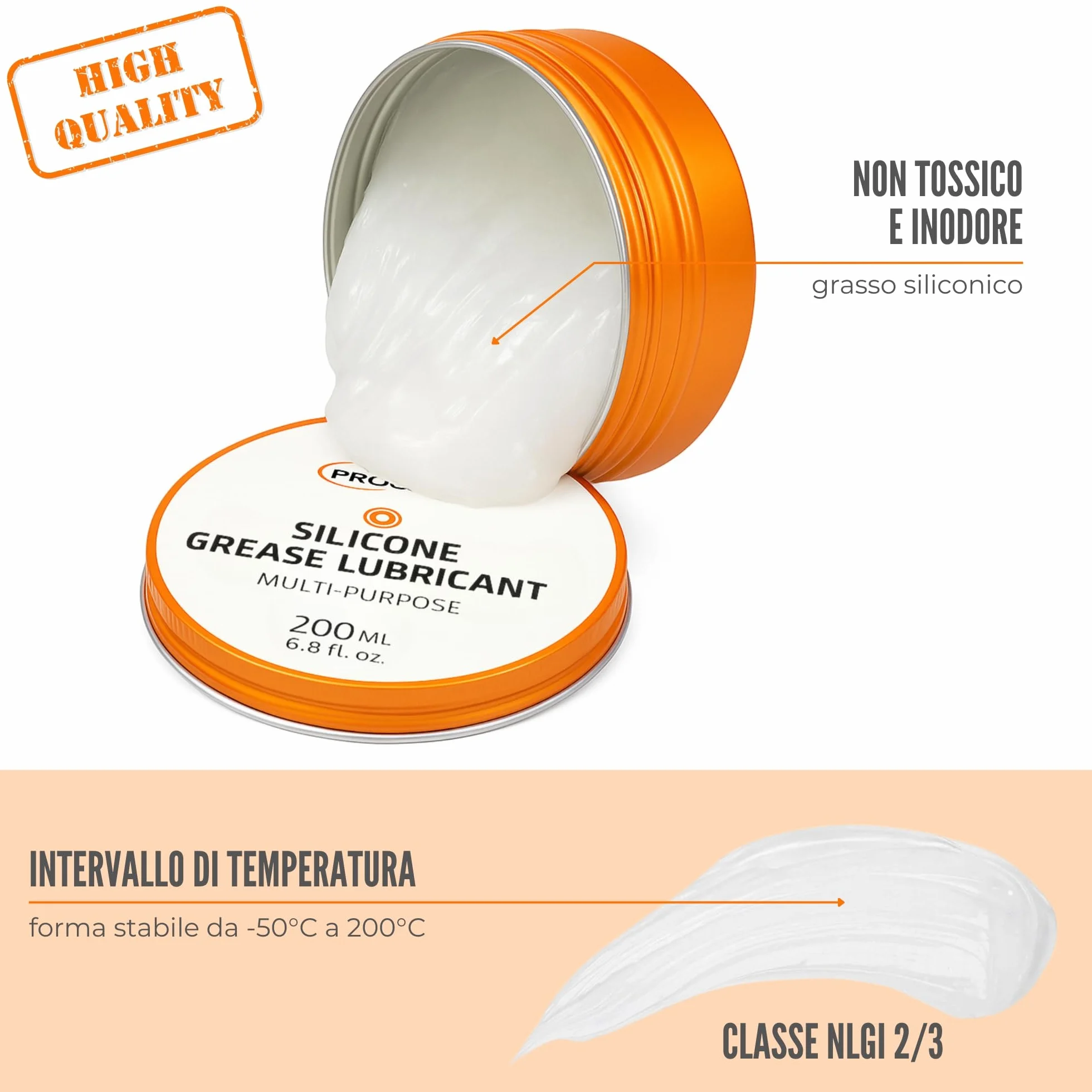 Prounol Grasso al Silicone 200 ml - Grasso Siliconico Multiuso - Pasta Dielettrica - Lubrificante per Gomma HT Impermeabile