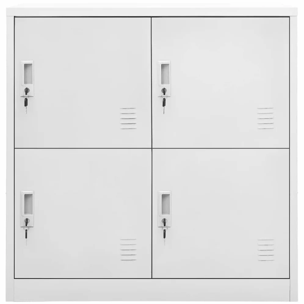 Armadietti 2 pezzi, grigio chiaro, in acciaio, 90 x 45 x 92,5 cm, con serratura, 4 scomparti, per ufficio, garage, cantina, ripostiglio, spazio e ordine