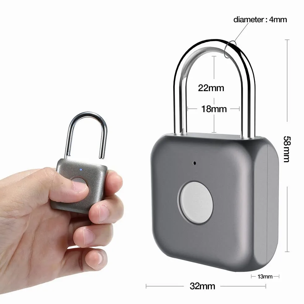 Lucchetto con impronta digitale eLinkSmart Lucchetto a combinazione Keyless Locker Lock per palestra, armadietto, zaino, valigia, bagagli, piccolo lucchetto da palestra in metallo P8 grigio