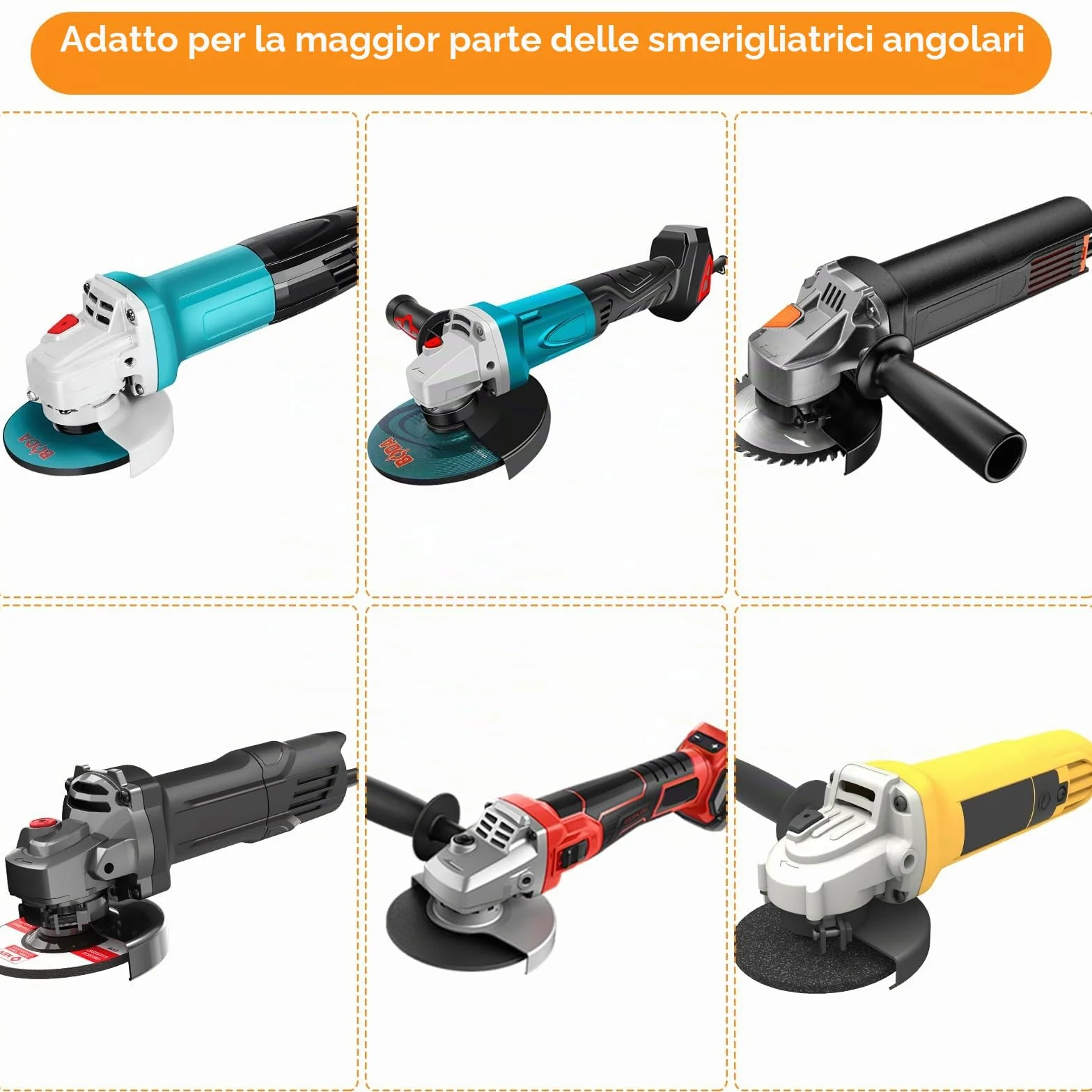Pezzi di ricambio per smerigliatrice angolare, chiave a flangia con 6 dadi interni in metallo
