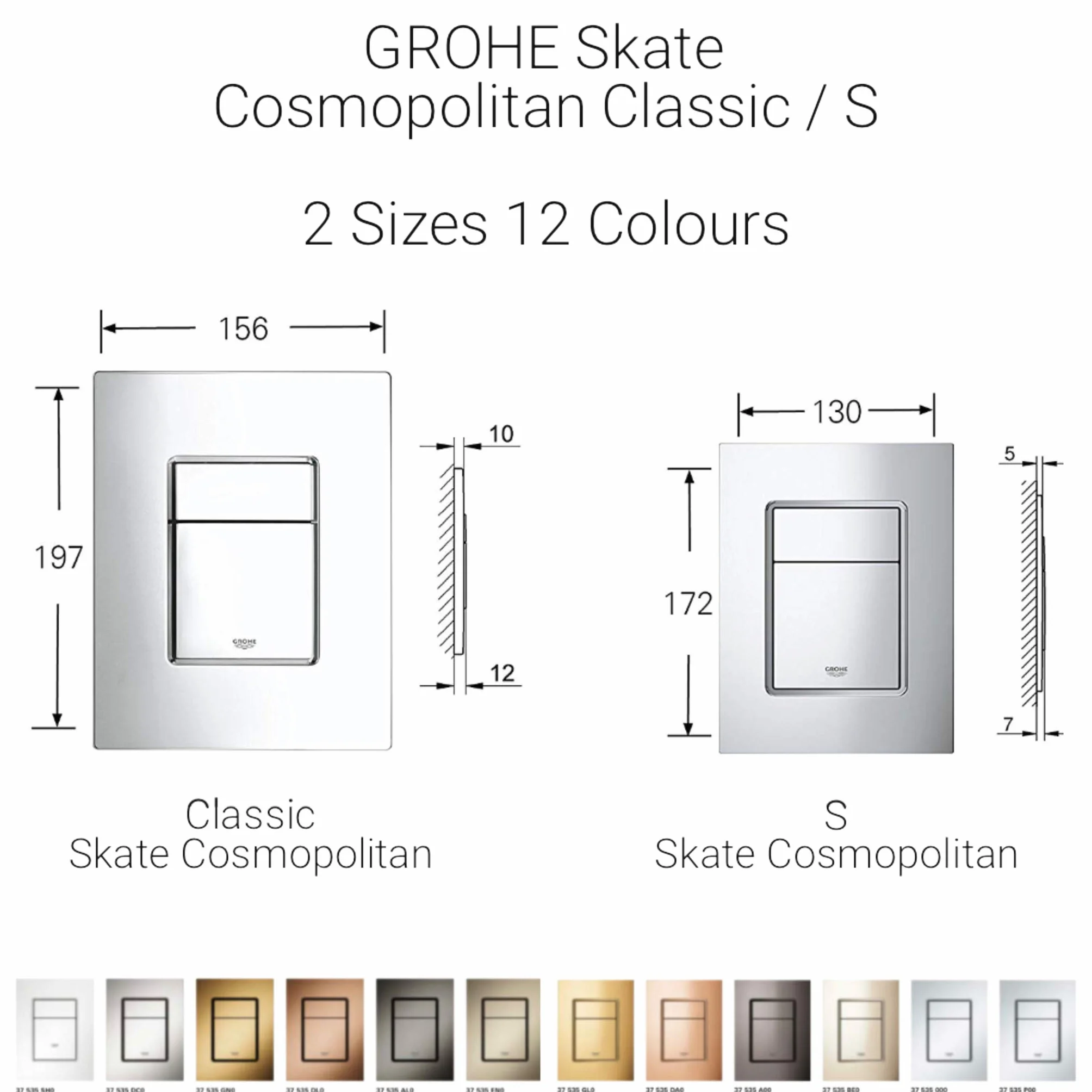 Grohe Skate Cosmopolitan S Piastra di azionamento Rapid SL 130x172mm 2 Tipi di Flusso