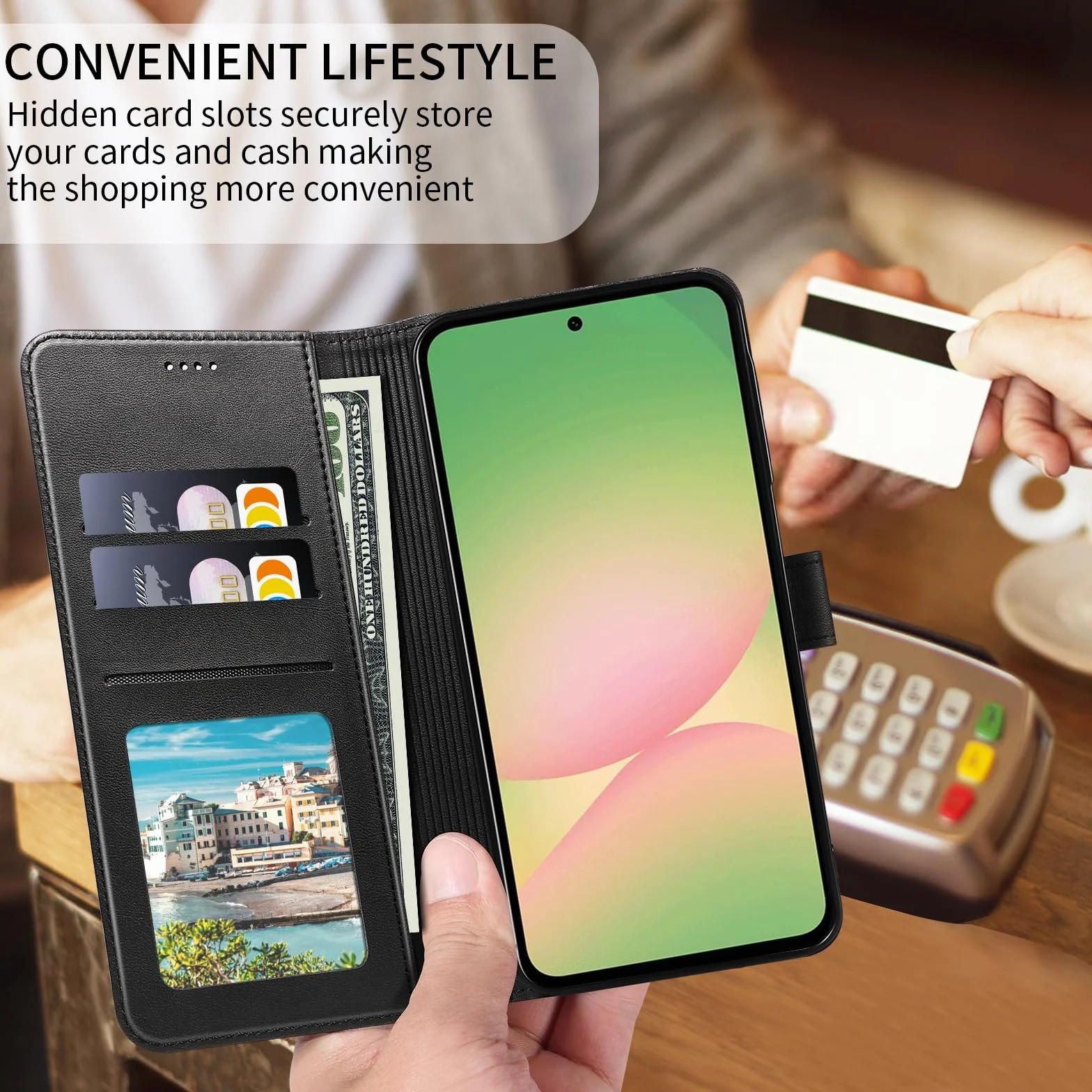 Cover per Samsung Galaxy A56 5G Custodia Cover Pelle Libro con 2 Pellicola Vetro Temperato Protezione Schermo Portafoglio Porta Carte Antiurto Cuoio Flip Case Custodia Cover,Nero