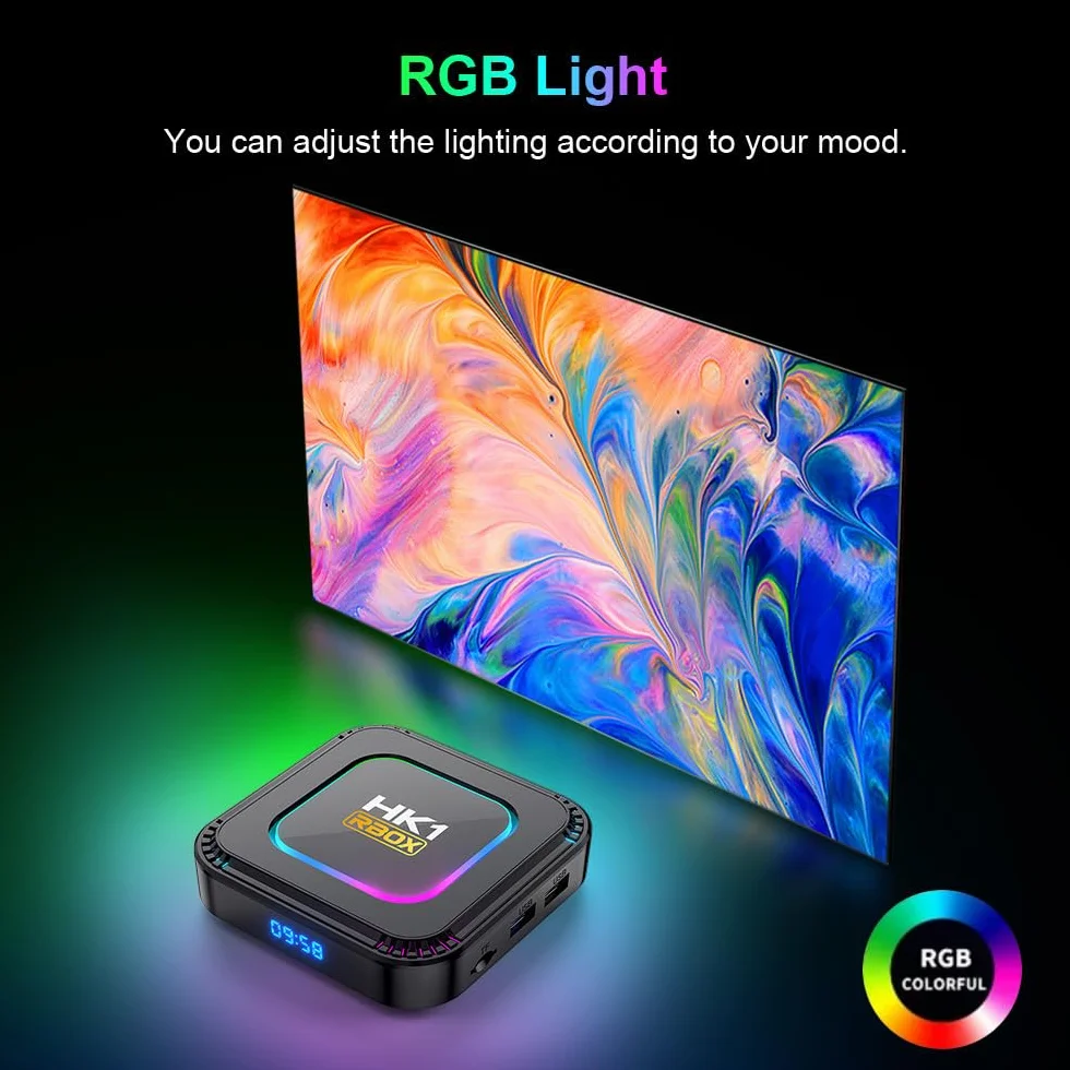 Hk1 Rbox K8 Android 13.0 Smart Box EMMC RK3528 CPU Arm Cortex-A53 Quattro Core 64 bit GPU Mali-G31 MP2 Uscita 4K, BT 5.0 2.4GHz/5GHz WiFi 100Mbps Accesso Internet LAN,4GB+32GB