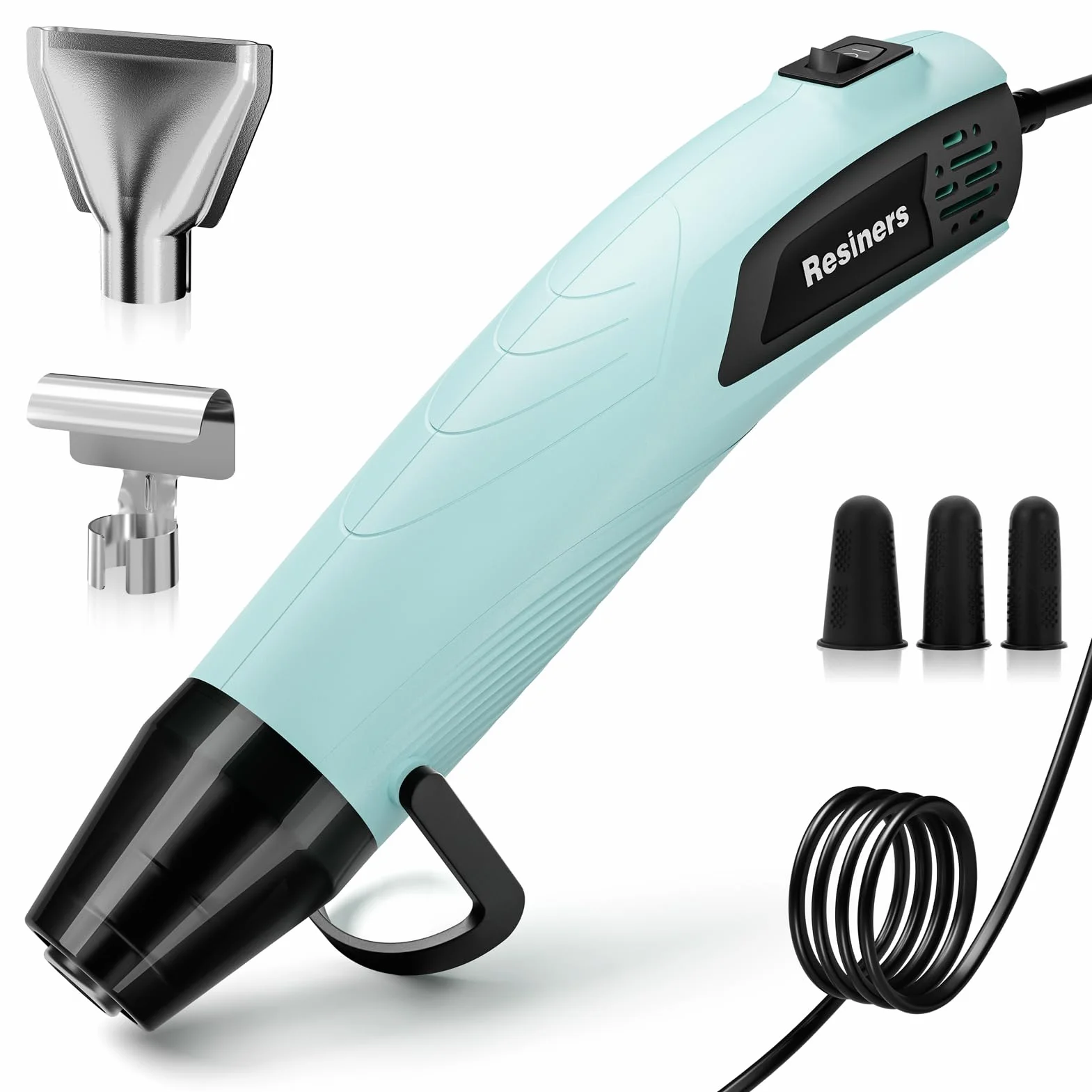 Resiners Pistola termica per resina, 350 W, a riscaldamento rapido a doppia temperatura (250 °C ~ 350 °C) con 3 ugelli e 3 coperture in silicone, pistola termica lunga 1,5 m per rimuovere bolle