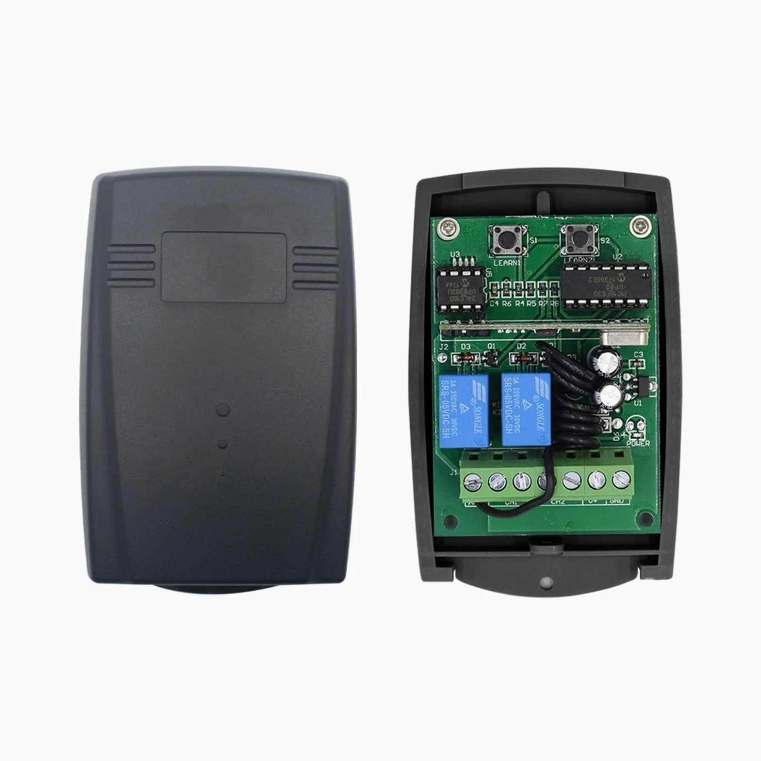 Kit Apricancello Elettrico Tuya Garage Apriporta Cancello Ricevitore 2ch 433mhz 433.92mhz Universale Fixed Rolling Code Multi Marca Controller Switch(DC 12V-24VX1-01)