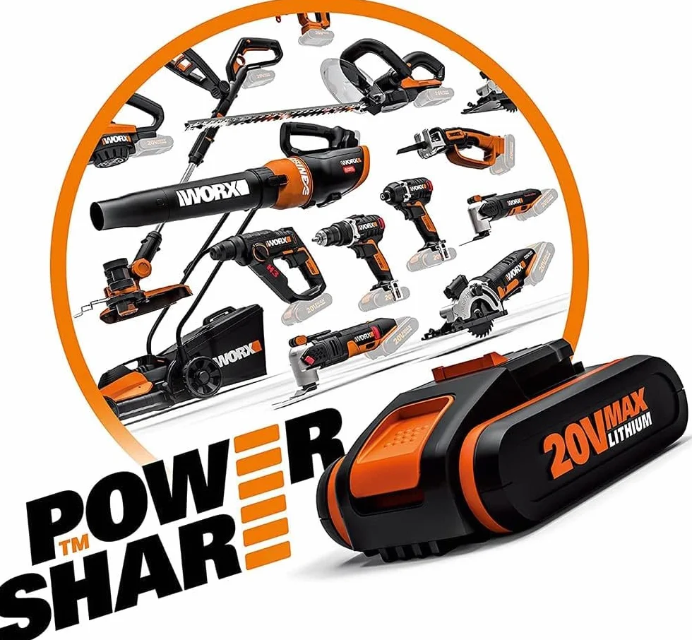 WORX WA3639 PowerShare 20V 2.0Ah batteria agli ioni di litio con indicatore di carica