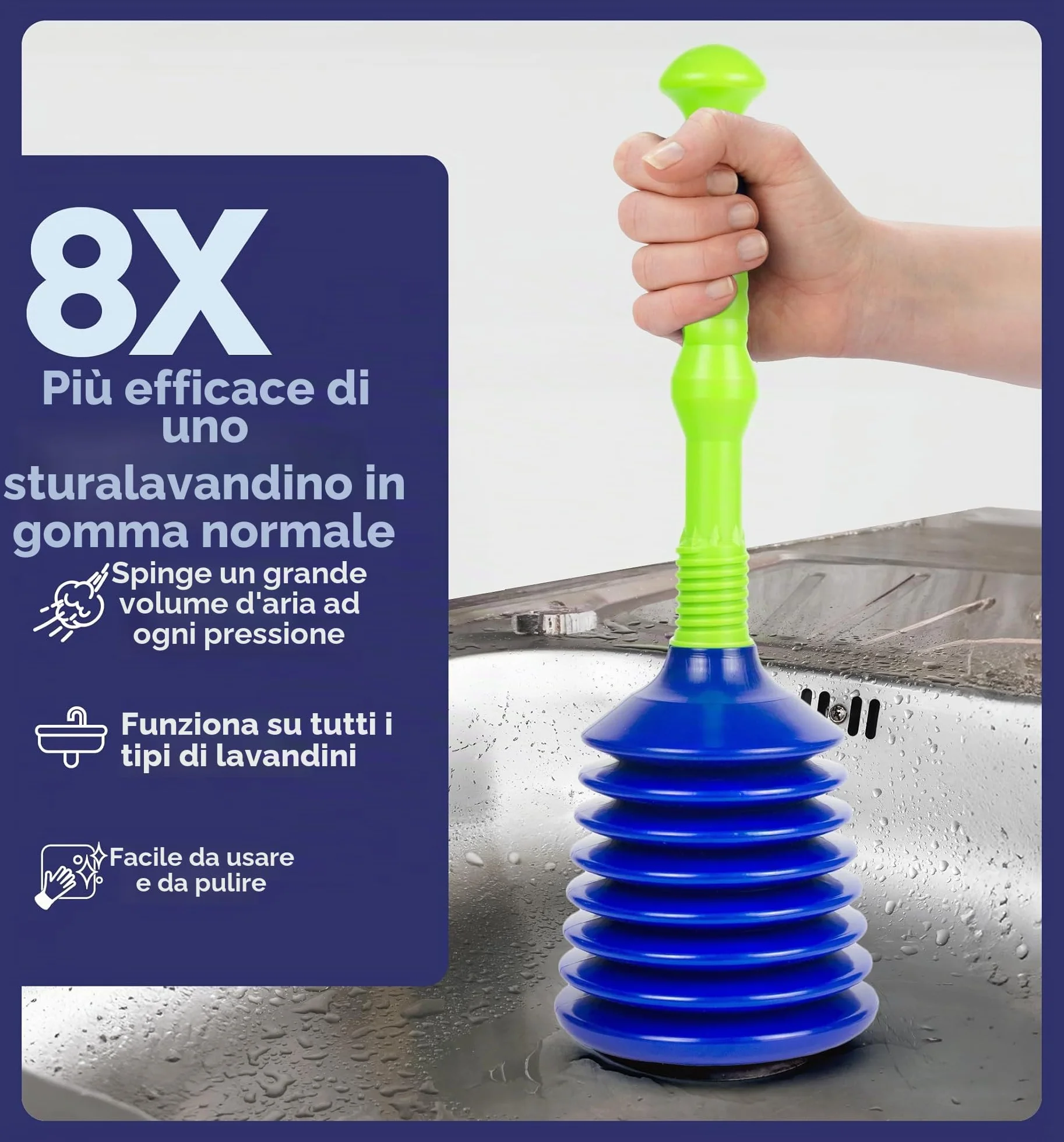 Sturalavandino a Pressione Potente per Lavandini e Scarichi Cucina Bagno