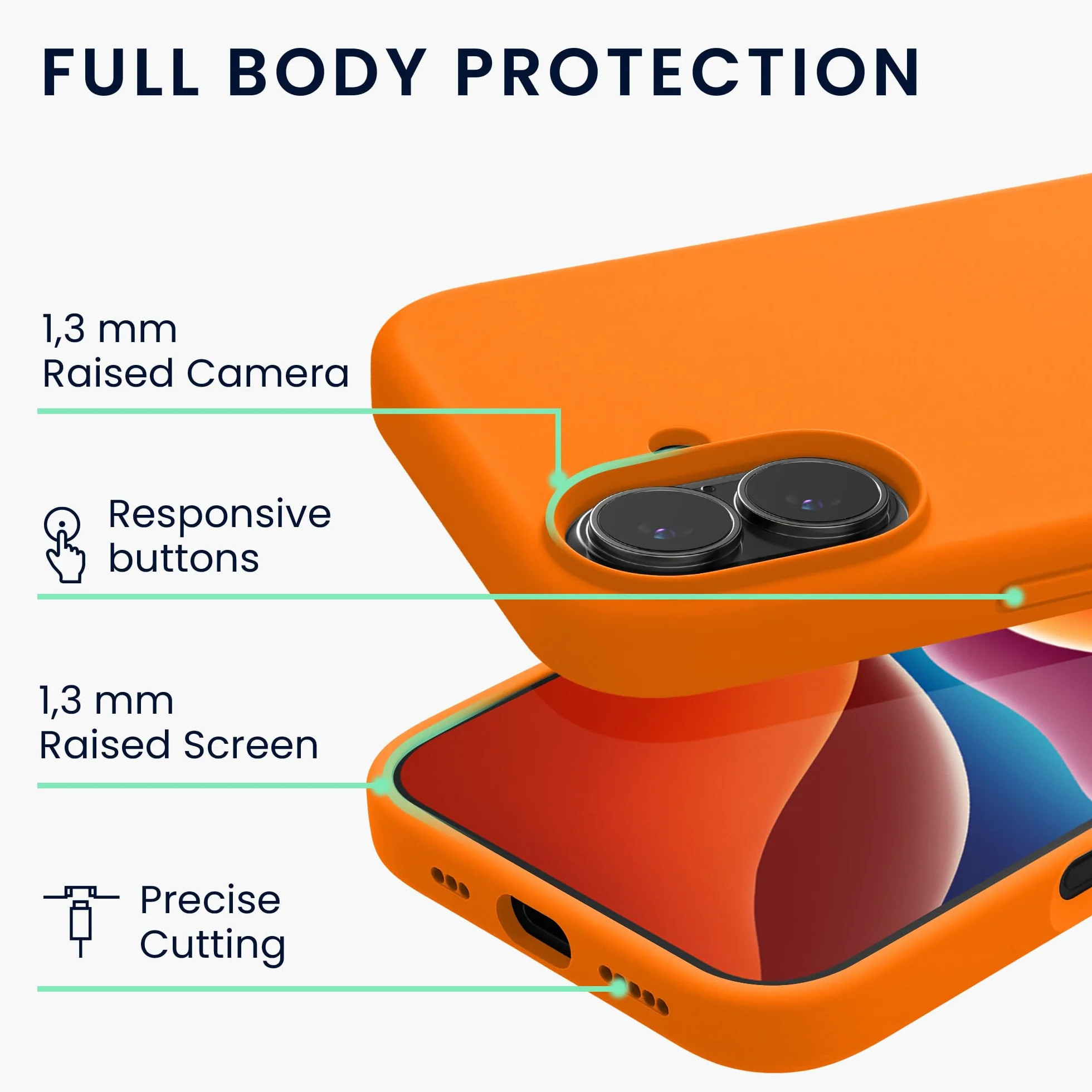 kwmobile Cover per iPhone 17 Custodia - Back Case per Smartphone in Silicone TPU - Protezione Gommata - arancia fruttata