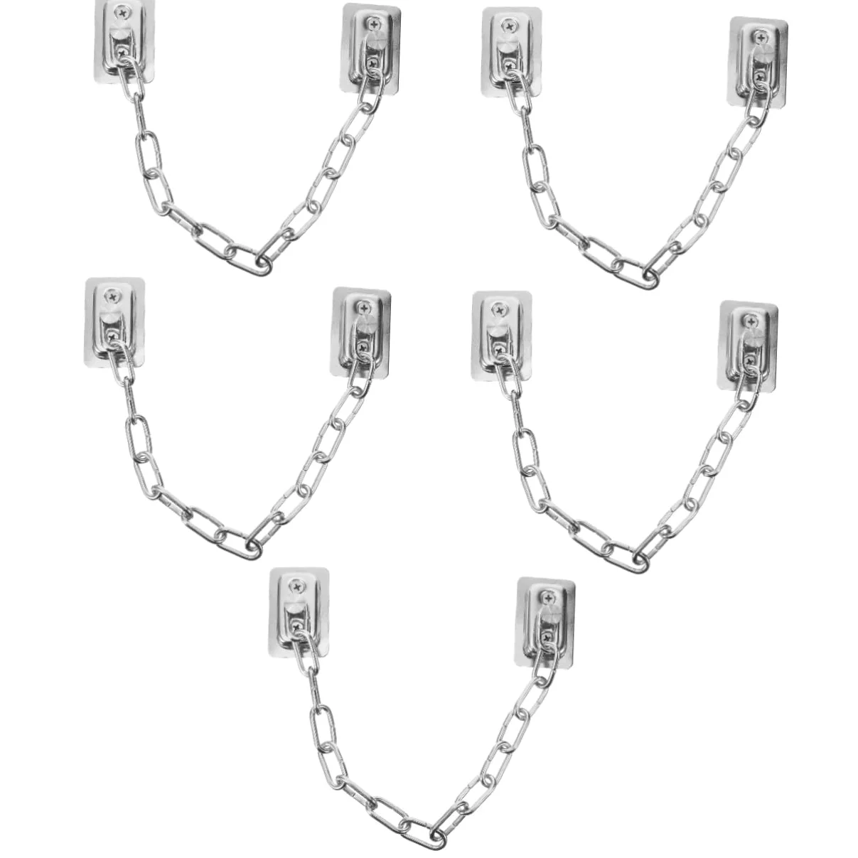 Lurrose 5 Pezzi serratura della finestra catena acciaio inox serratura a catena di sicurezza della porta serrature a catena inossidabili serrature a catena per porte Acciaio inossidabile