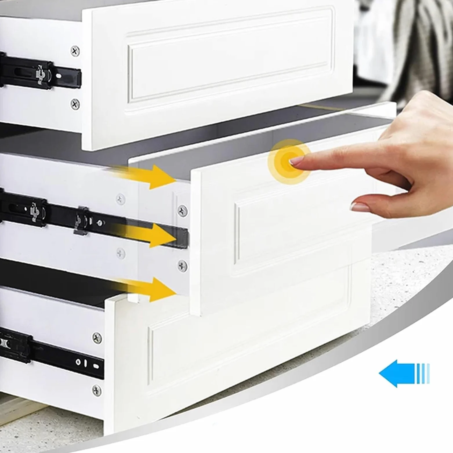 Guide Per Cassetti 45mm Push-open Drawer Slides Mute Track Rebound Three-Section Rail Hardware Accessories per cucina(14 inch (35cm))