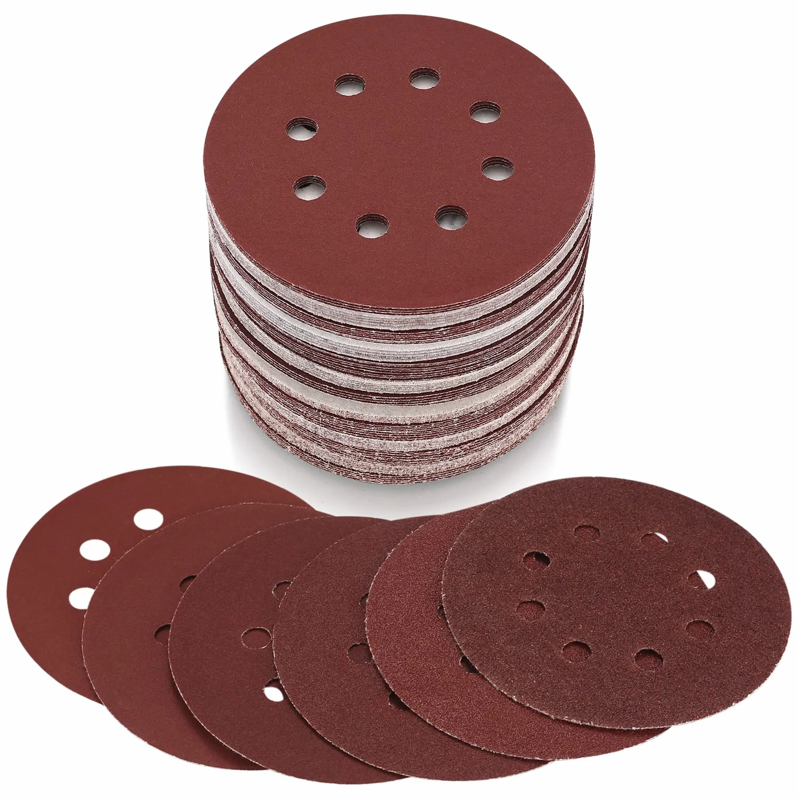 Dischi Abrasivi 125 mm Grana 40 8 Fori Rosso 30 Pezzi per Levigatrici Orbitali