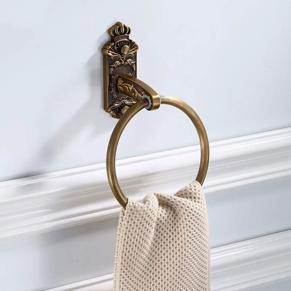 Portasciugamani Anello Rotondo Spazio in Alluminio portasciugamani Bagno Antico portasciugamani Appeso mensola Hardware Gancio Pendente
