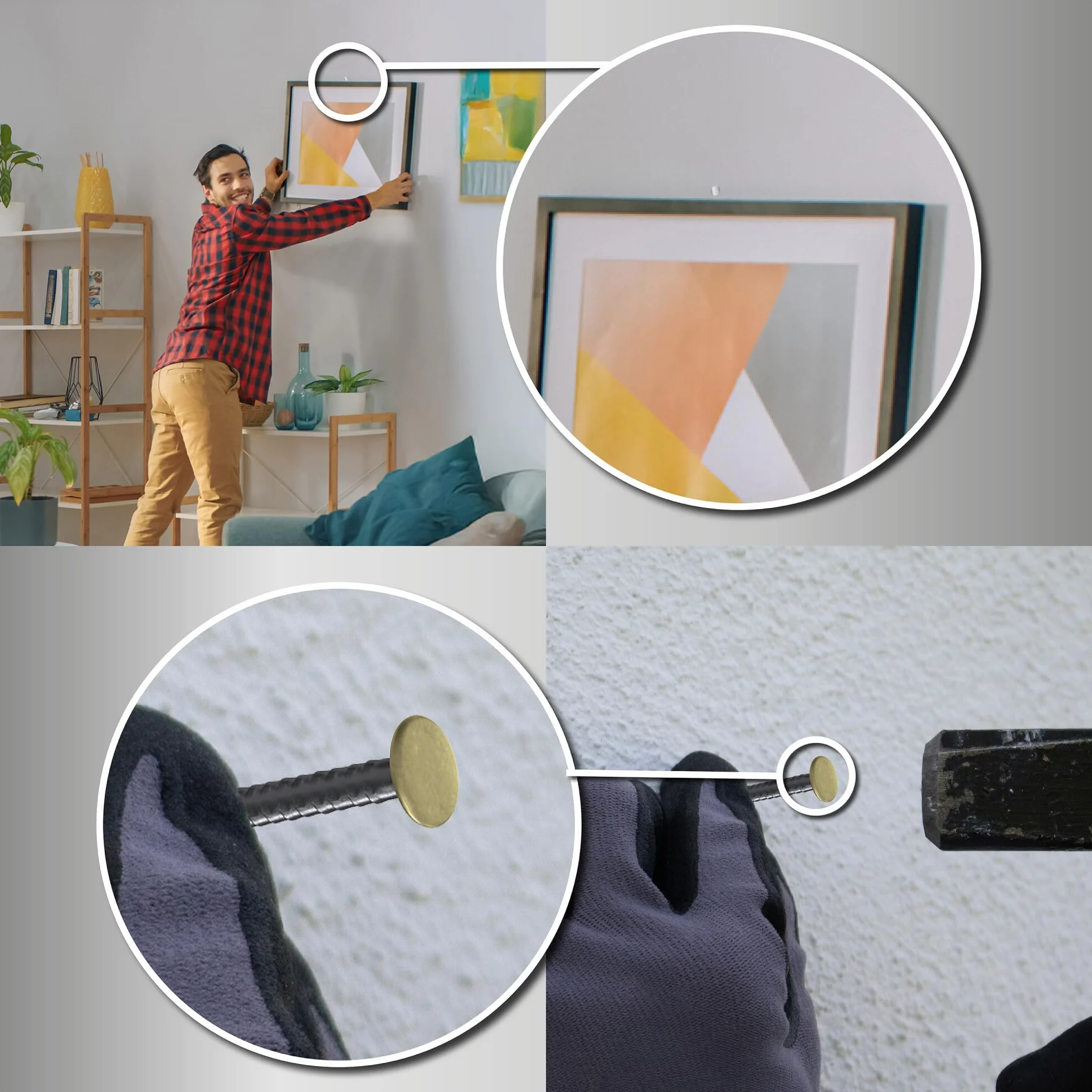 Chiodi TOX Home Classic 2,0x20/25/30 mm 20 sztuk, młotek 300 g, stal hartowana, główka mosiężna