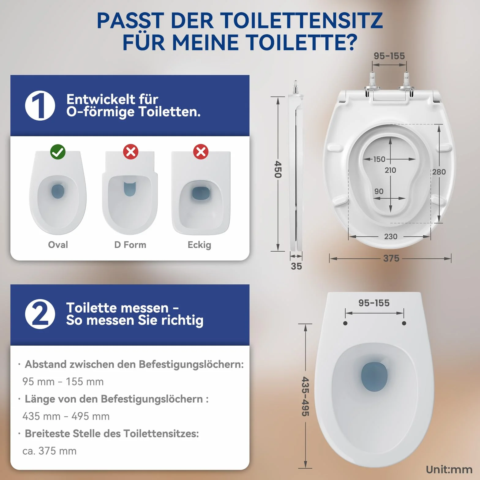 CECIPA Sedile WC con seggiolino per bambini integrato, sedile WC ovale in Duroplast, antibatterico e resistente ai raggi UV, abbassamento automatico, montaggio facile con stencil di installazione