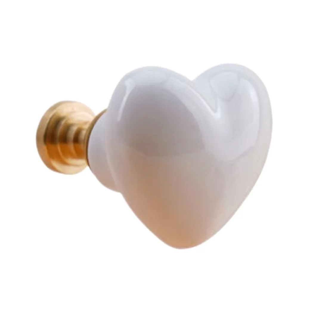 10 pomelli in ceramica a forma di cuore, per mobili da cucina, armadietti, cassetti, per la camera dei bambini, per comò, armadi, decorazioni per la casa, con base in ottone