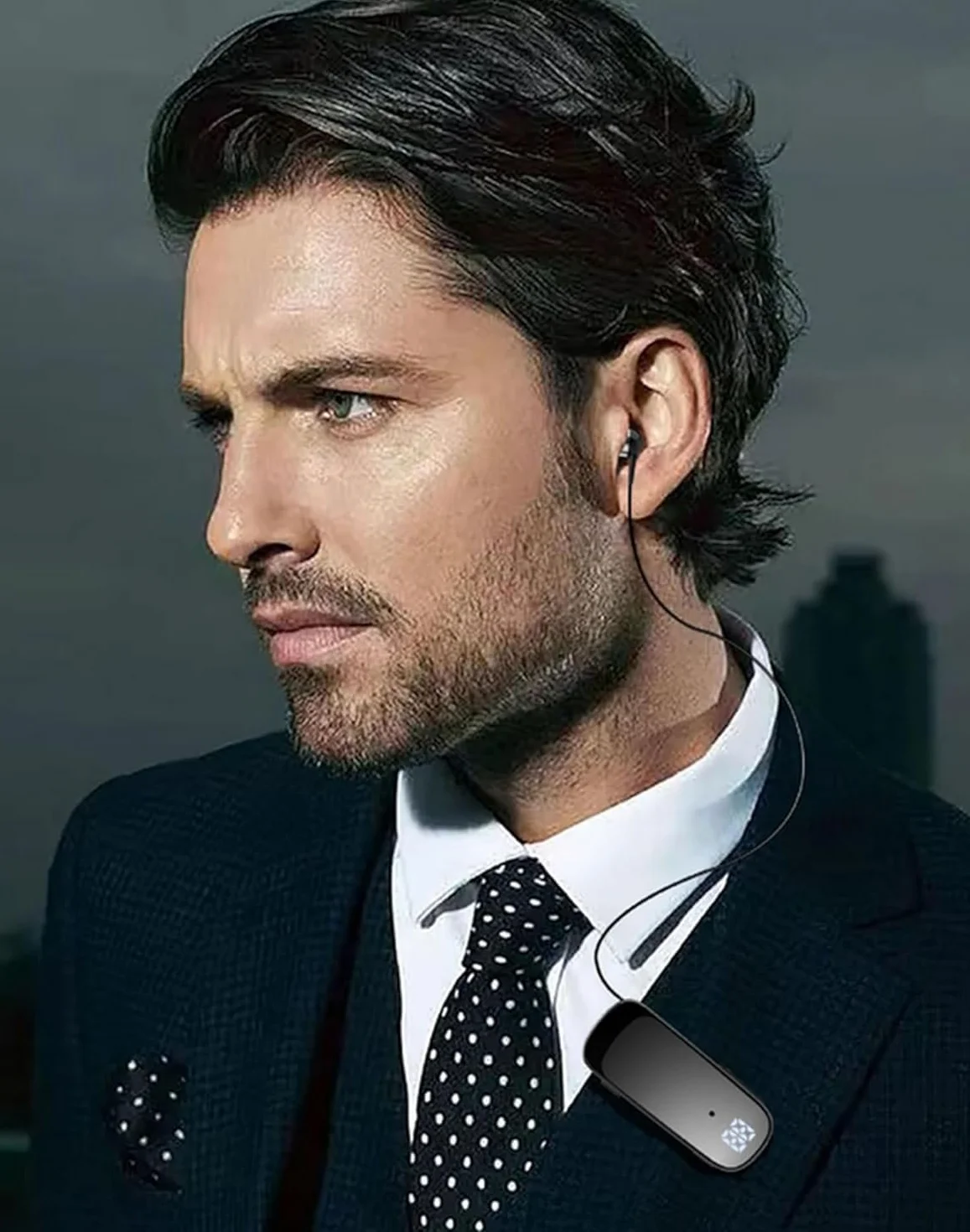 Auricolare Bluetooth Business con Filo Retrattile, Auricolar Senza Fili con Microfono, Bluetooth V5.2, Vivavoce, Compatibile per Universale Smartphone (Nero)