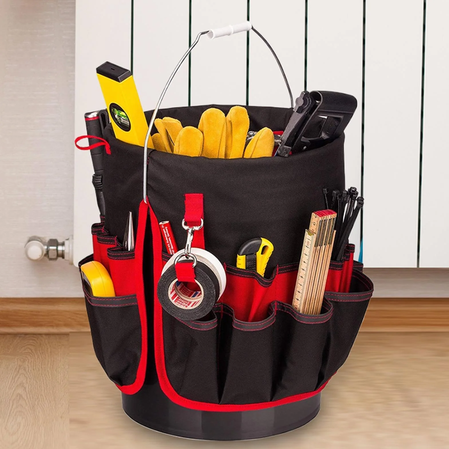 2 Packs Bucket Tool Organizer - Cleaning Bucket Organiser Caddy, Muti-Pocket Bucket Tool Storage Basketfor Easy Tool Access, 5 Gallon Bucket Holder, 5 Gallon Bucket Liner, for Garden Beach Outdoor