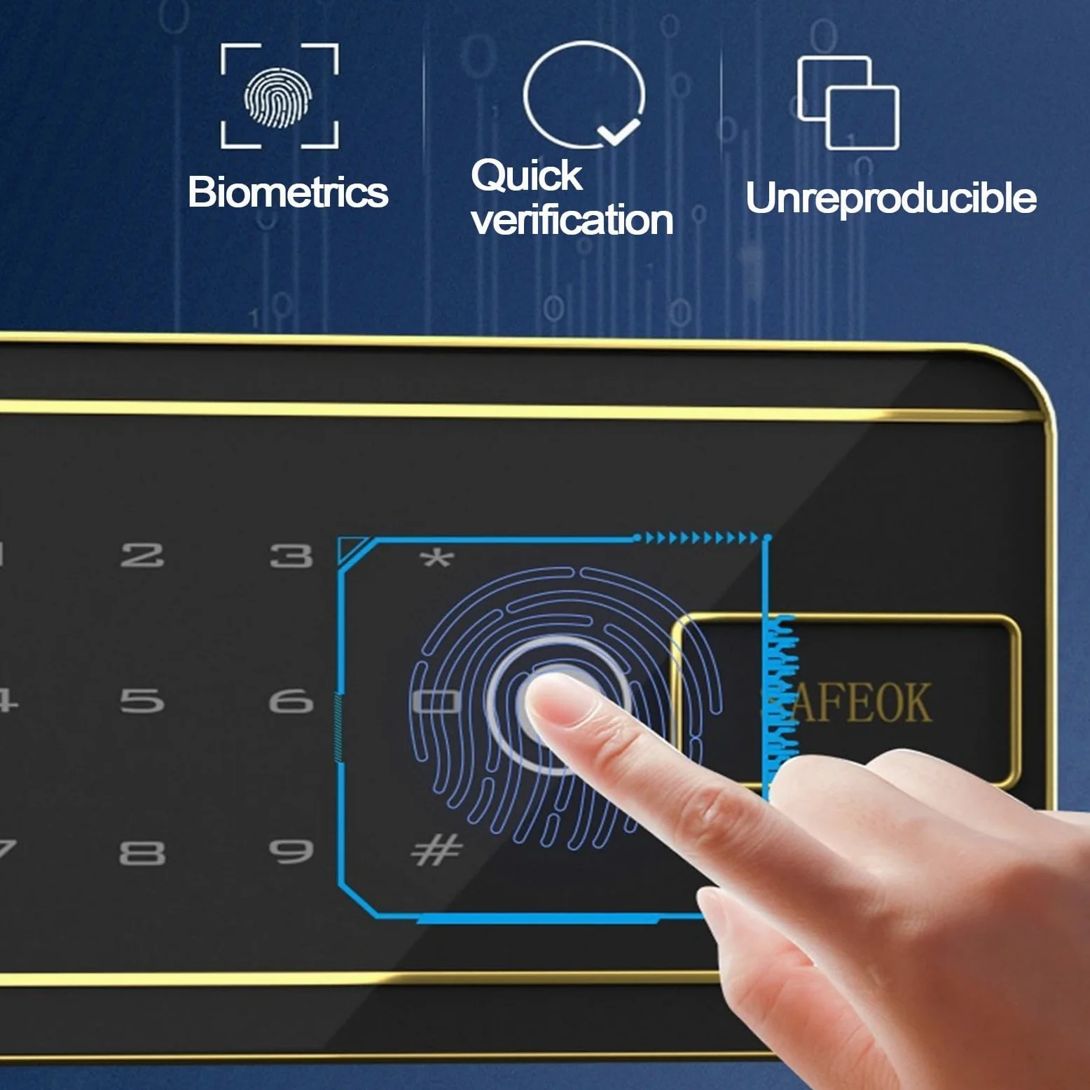 Cassaforte Piccola con Impronta Digitale Ignifugo Cassaforte Interamente In Acciaio con Touchscreen Intelligente Doppio Allarme Intelligente Safe per La Casa, L'hotel e L'ufficio(Black,38x45x33cm)