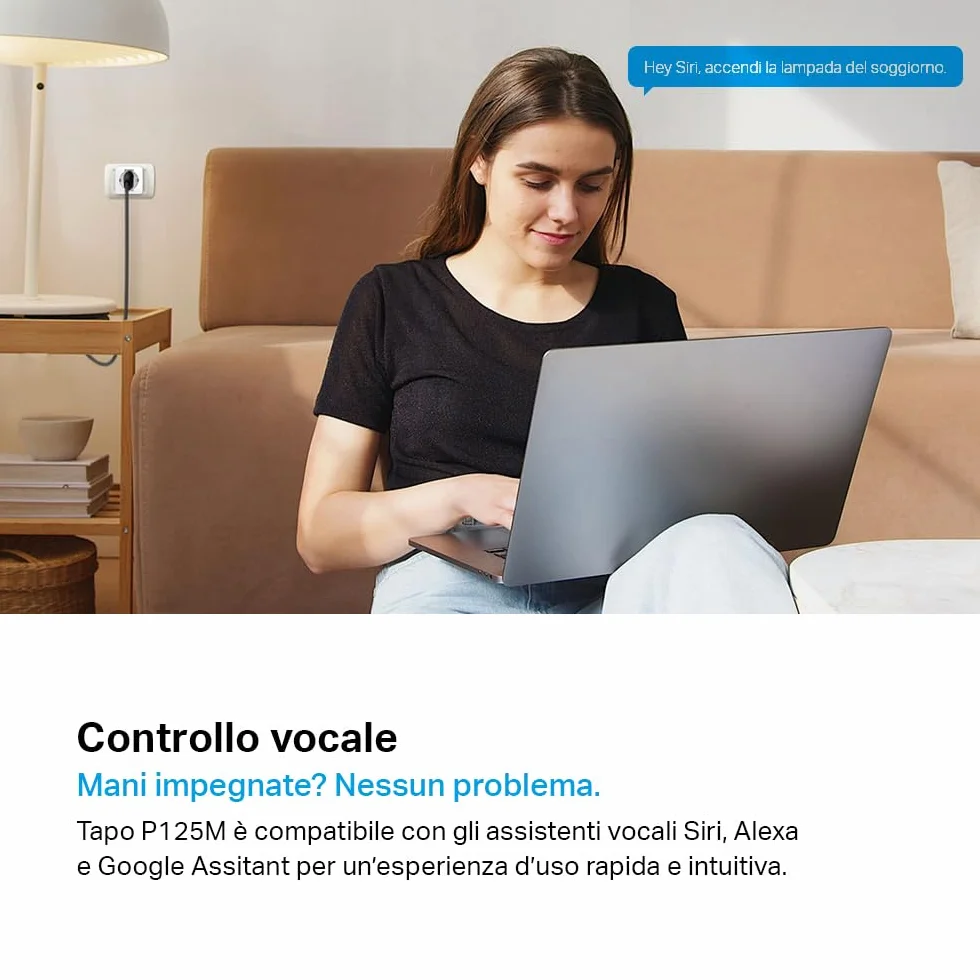 Tapo P125M Matter Presa Smart Italiana, Monitoraggio Energia, WiFi Intelligente Smart Plug, Compatibile con Alexa e Google Home, Controllo Vocale e Remoto, Tempo di Preselezione