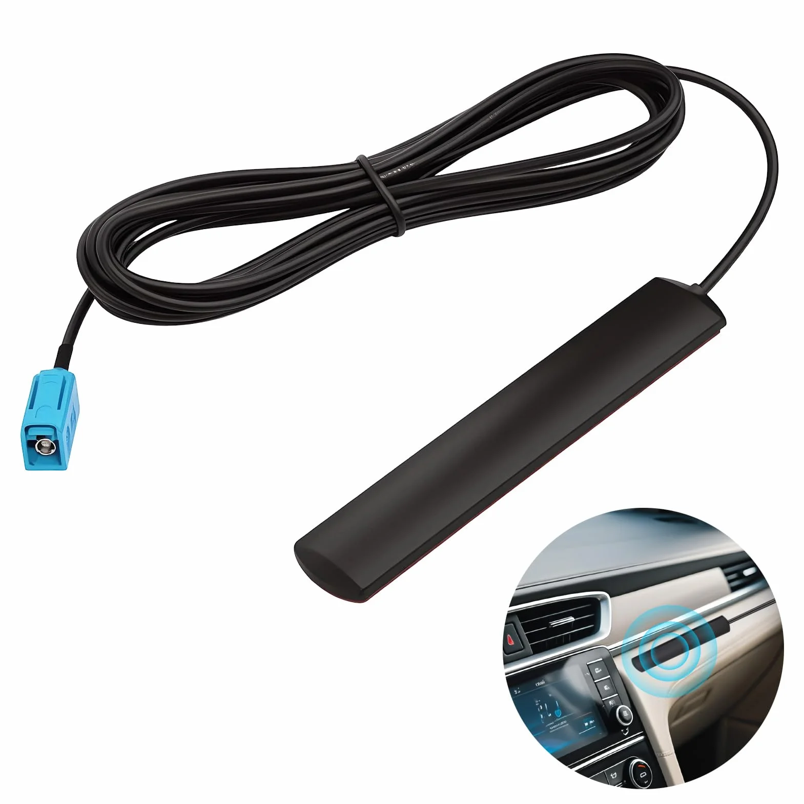 Antenna radio Aurum DAB per auto con amplificatore DAB+ FM, antenna autoadesiva universale per finestrini di auto, SUV e camion - Cavo 3M e connettore Fakra