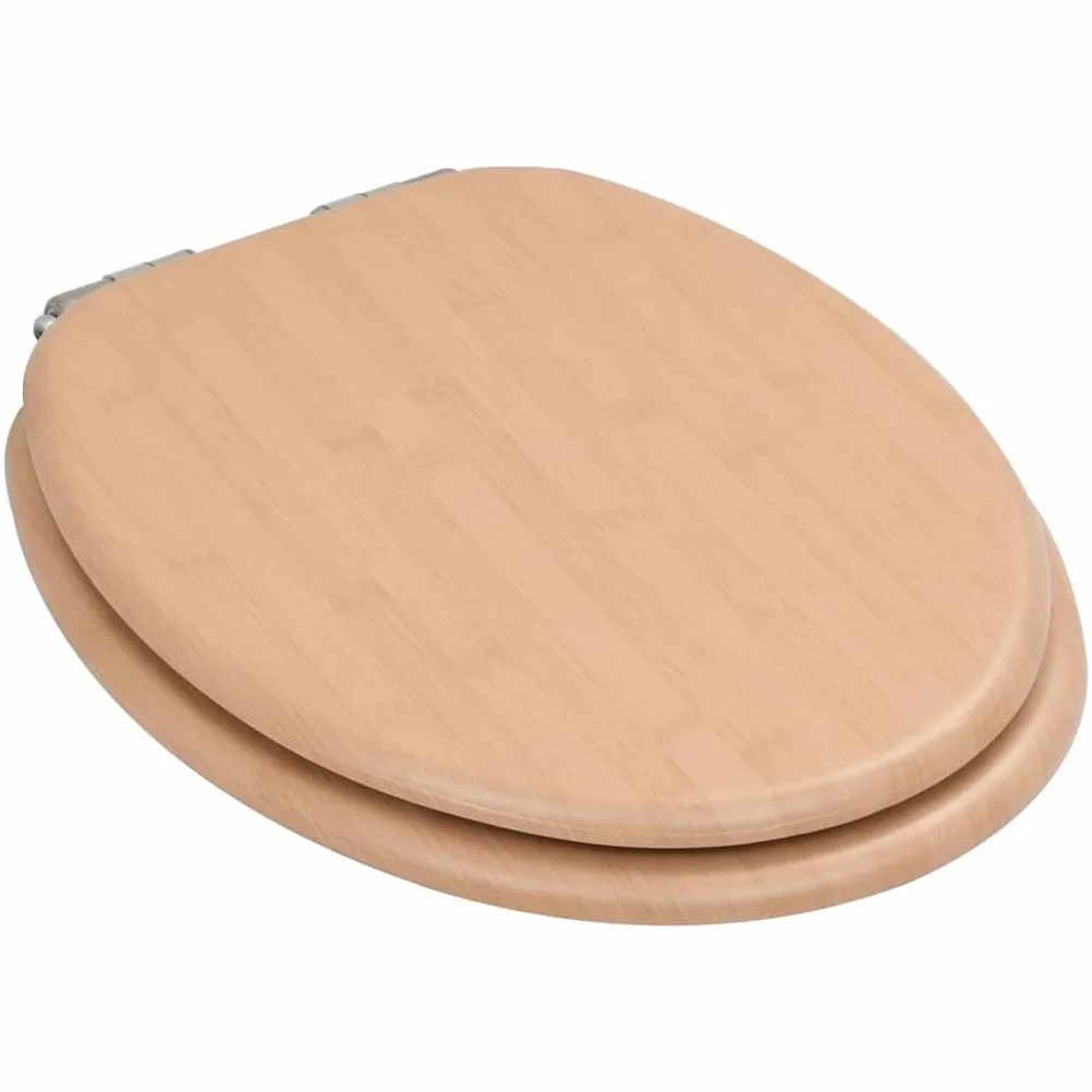 Set di 2 sedili WC sedile WC bagno casa interno bagno MDF coperchio chiusura morbida bambù 02_0002962