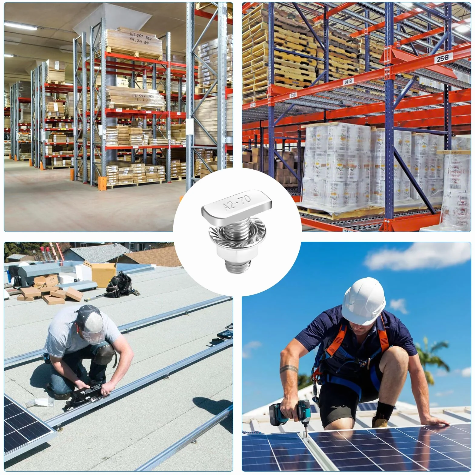 Viti a Testa Martello M10 X 25 Acciaio Inox A2-70 per Fotovoltaico Serre