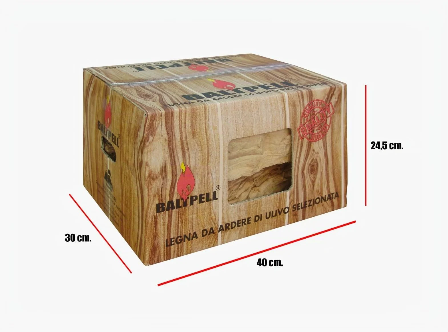 Set Legna Da Ardere di Ulivo Selezionata | 3 Scatole da 10KG Facili da Trasportare+3KG Legnetti Accendifuoco | Per Camini, Stufe, Barbecue | Ecologica & Non Sporca