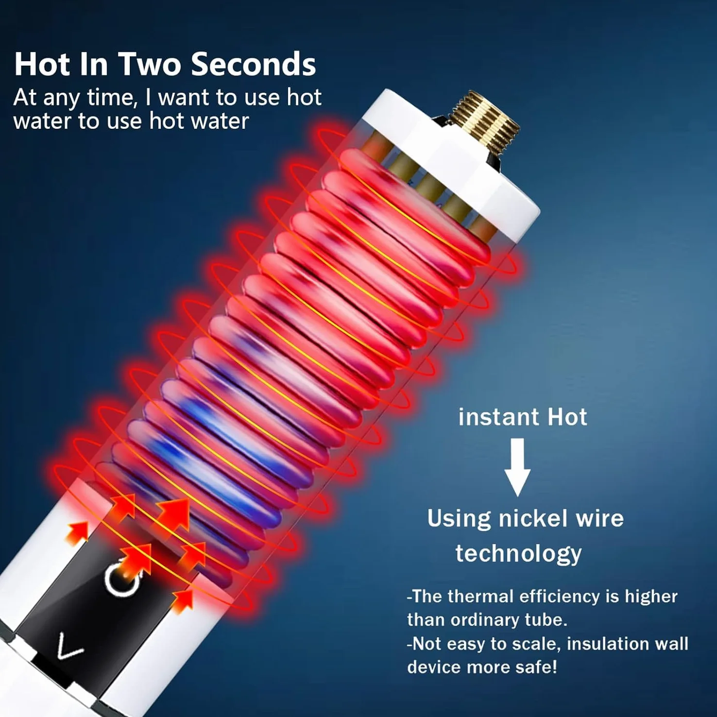Mini scaldacqua elettrico istantaneo, Mini scaldabagno istantaneo senza serbatoio per bagno e cucina, spina EU 220V (bianco 3500W)