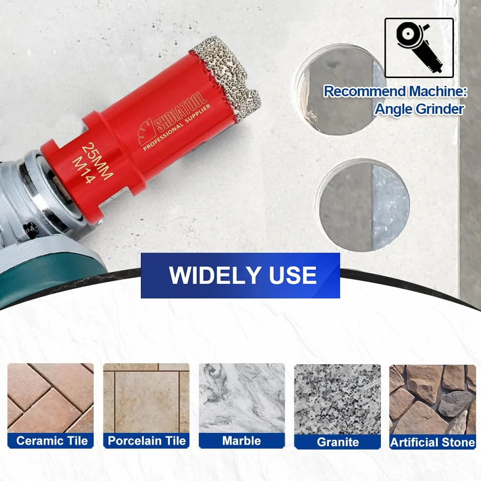 SHDIATOOL Set corone diamantate foratura a secco 25/50/65/75mm porcellana piastrelle granito marmo