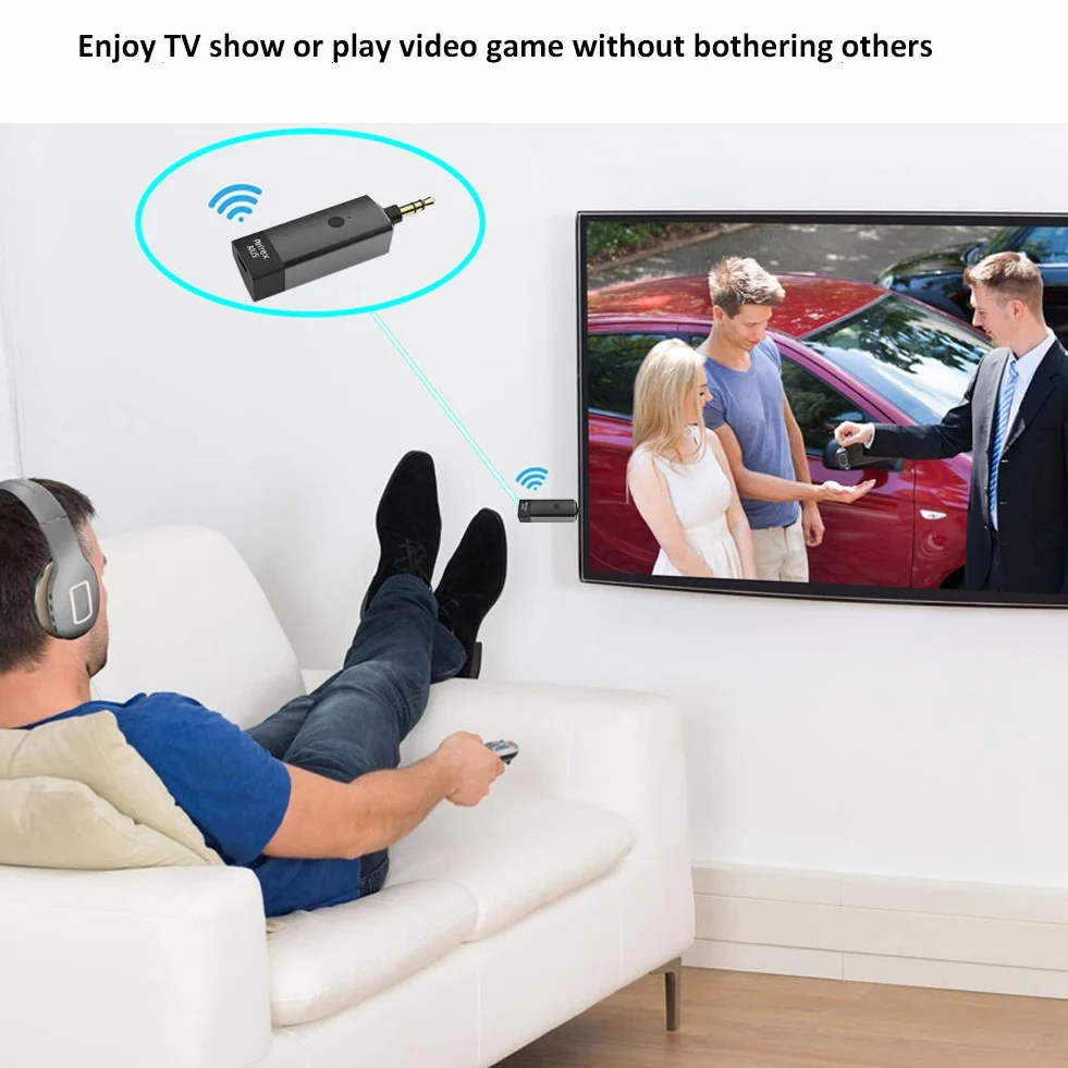 Trasmettitore Bluetooth Airfrex compatibile con cuffie Bluetooth e altoparlante Bluetooth/ricevitore Bluetooth, funziona con MP3 / Walkman / PS4 / Nintendo Switch e altri lettori musicali