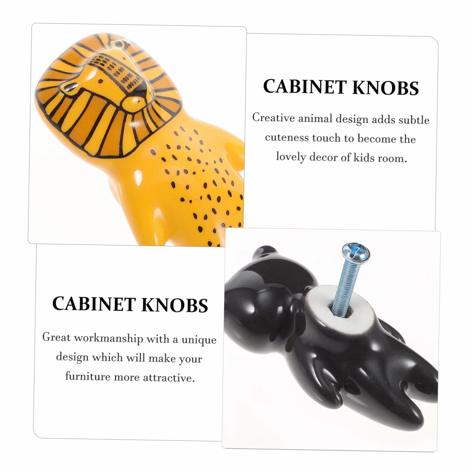 EXCEART 8 Pomelli a Forma di Animale in Ceramica Decorativi, Facili da Installare Manopole di Ricambio per Armadio e Guardaroba per Cameretta