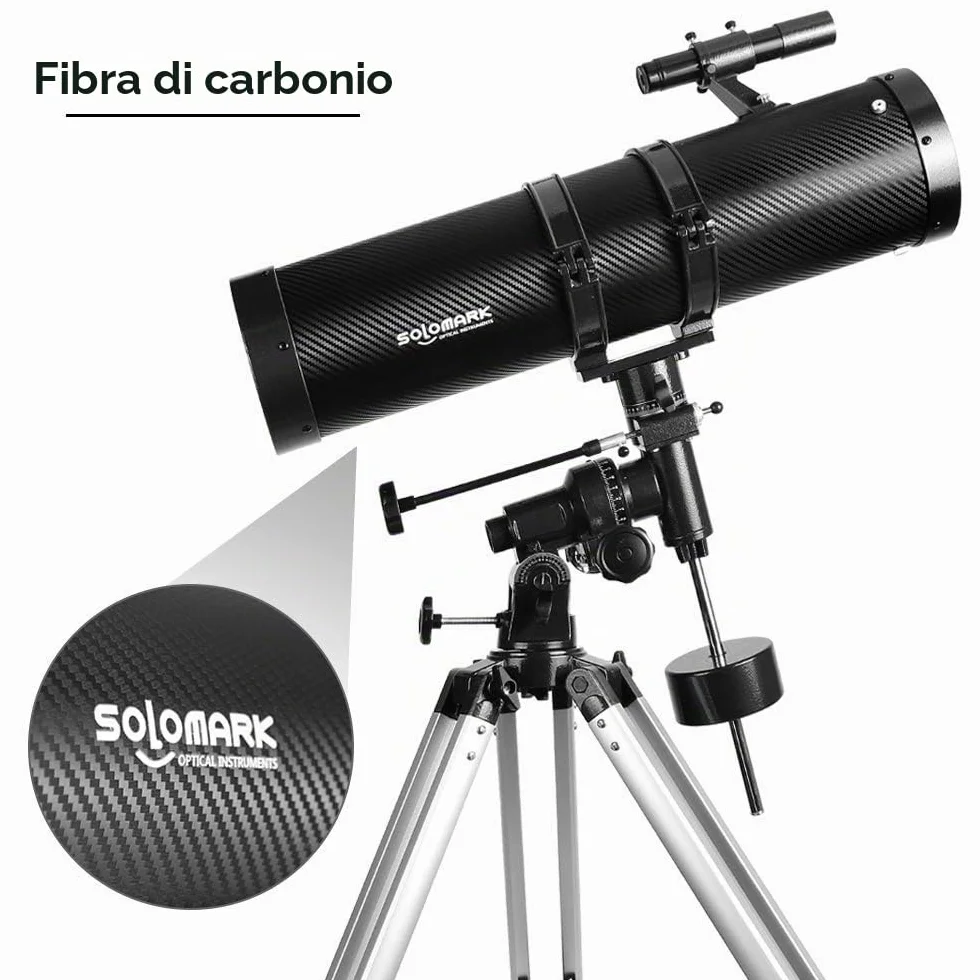 Telescopio riflettore newtoniano 130EQ per adulti, telescopi professionali per adulti astronomia, viene fornito con adattatore per smartphone con obiettivo Barlow 1.5X e filtro luna T 13%