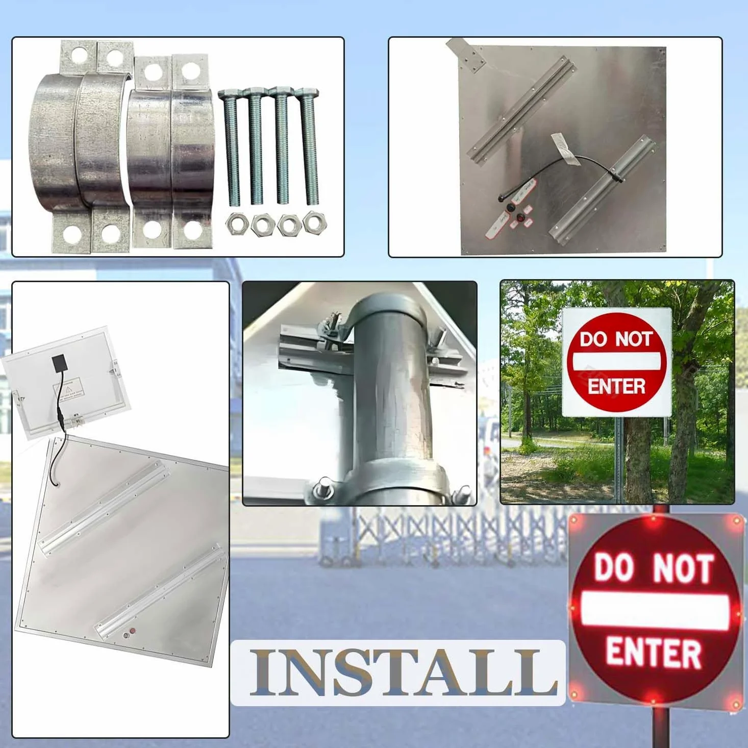 Segnale di divieto di Accesso Solare, Segnale di divieto di Accesso Stradale Lampeggiante a LED, Segnale di divieto di Accesso in Alluminio IP65 Resistente alle intemperie 24in