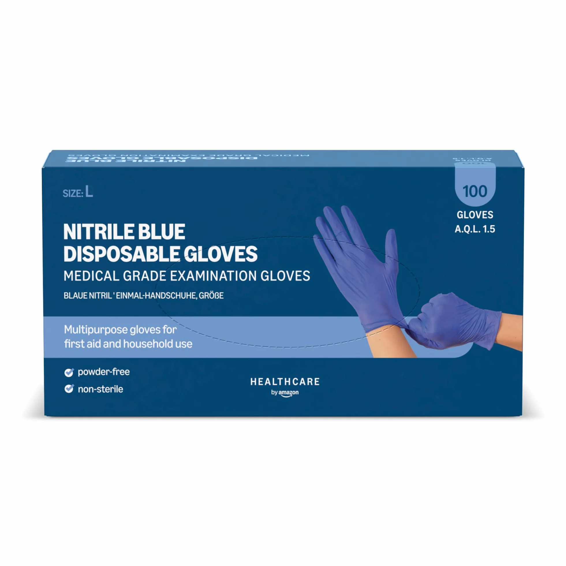 Amazon Guanti Monouso in Nitrile Blu Senza Polvere Taglia L Confezione da 100