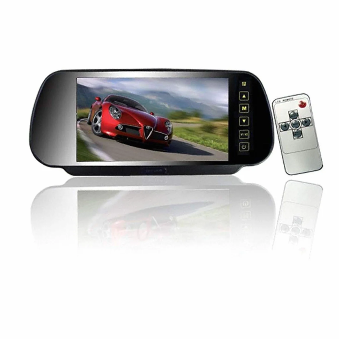 Auto 7 Pollici Monitor, Cocar 12V-24V HD 800x400 2 Canali RCA Specchietto Retrovisore con Telecomando In-Mirror LCD Schermo per Camion la Macchina Fotografica di Sostegno DVD Media Player