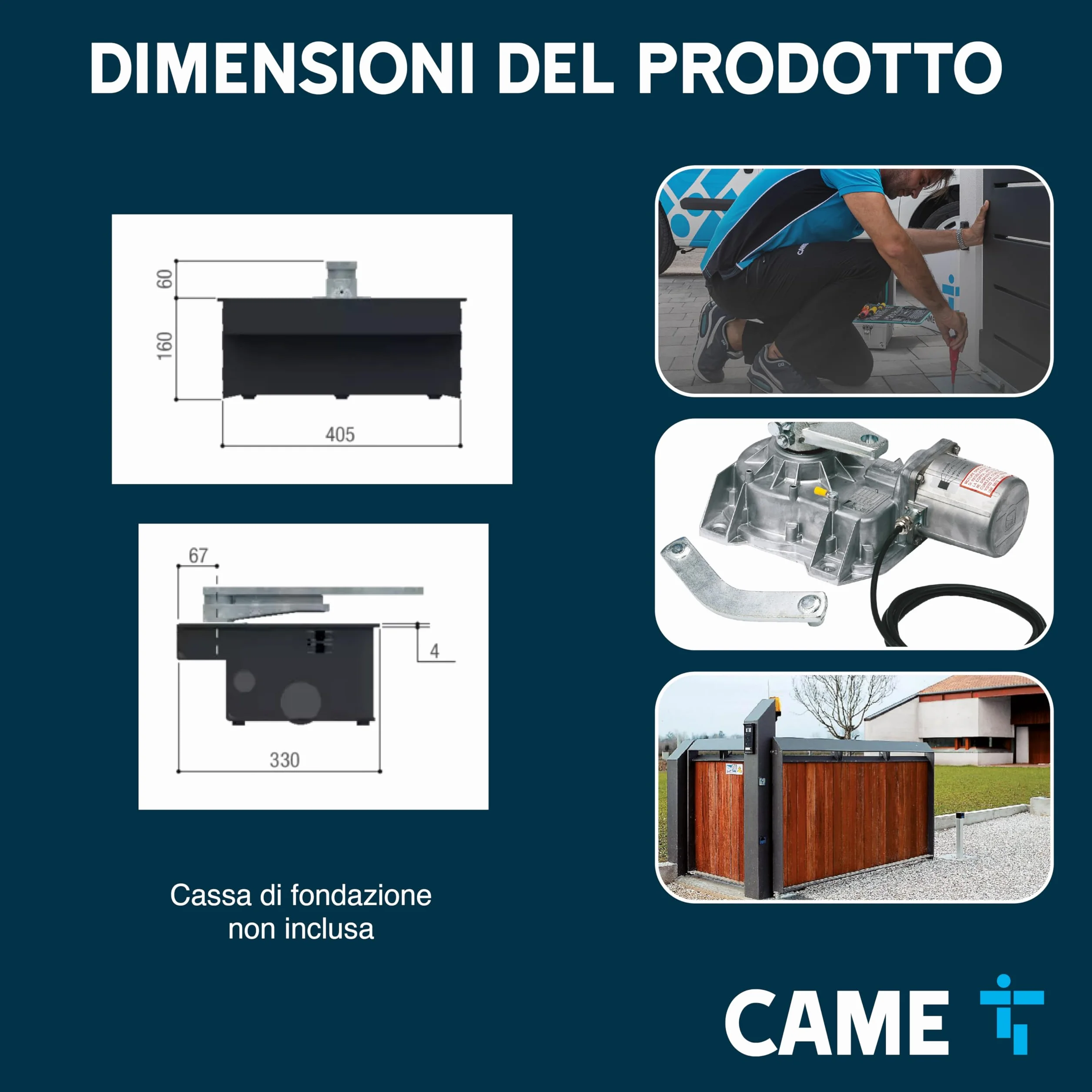 CAME Motoriduttore interrato FROG-A 230V irreversibile fermo anta chiusura regolabile per automazione cancelli battente 3,5 m 400 kg