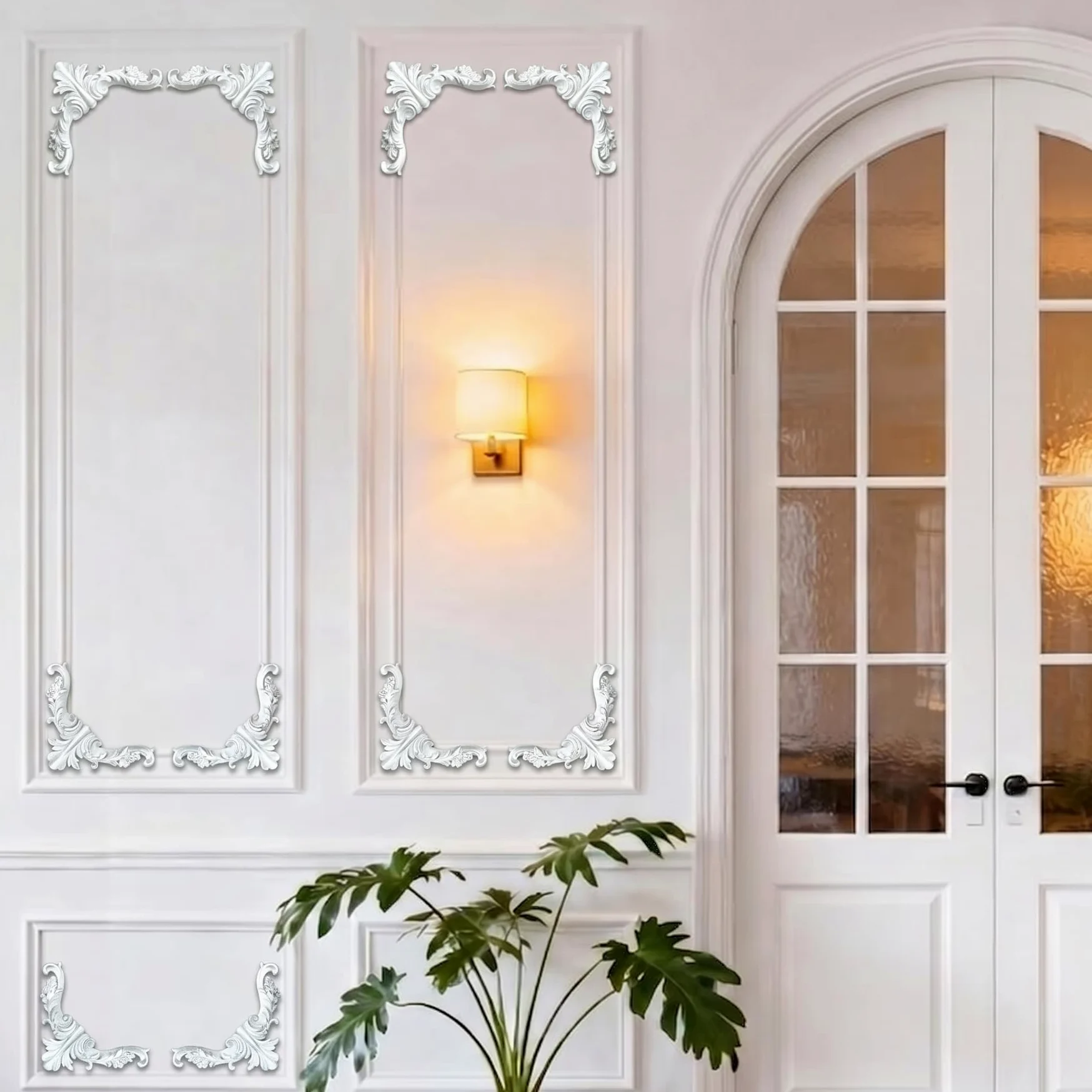 4 PCS Angolari Decorativi per Pareti E Soffitti in PU Modanature Angolari 3D con Decorazioni Floreali Profili Decorativi Verniciabili per Cornici E Angoli Elegante Finitura