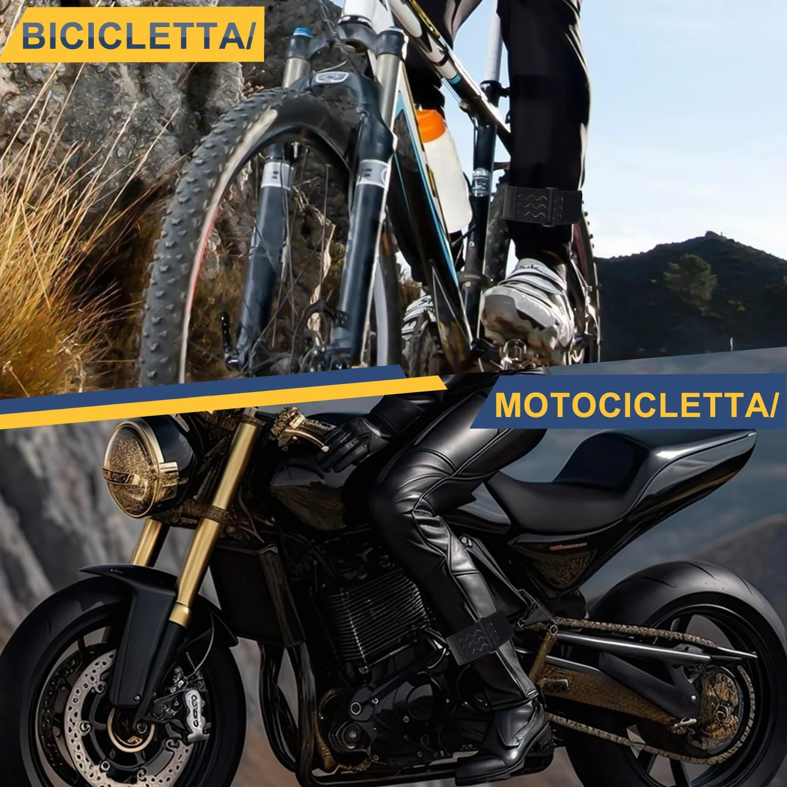 Cinghie Elastiche Antiscivolo 3 Misure 61/46/30cm x 5cm per Bicicletta Protezioni Pantaloni Bagagli