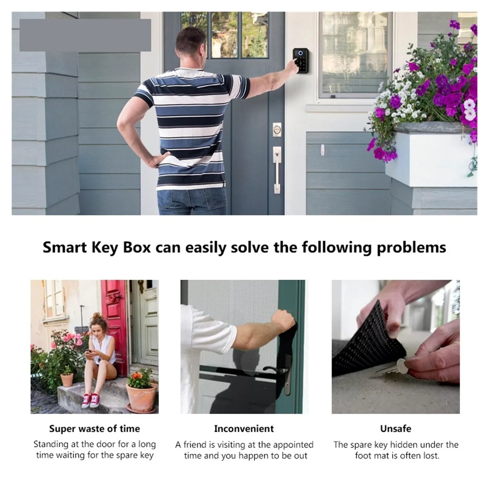 Cassaforte Piccola Sicurezza esterna impermeabile Sicurezza sicura Password di archiviazione intelligente Blocco Tuya o TTLock APP Key Box Scatola antifurto per casa, ufficio, hotel, viaggi(TUYA)