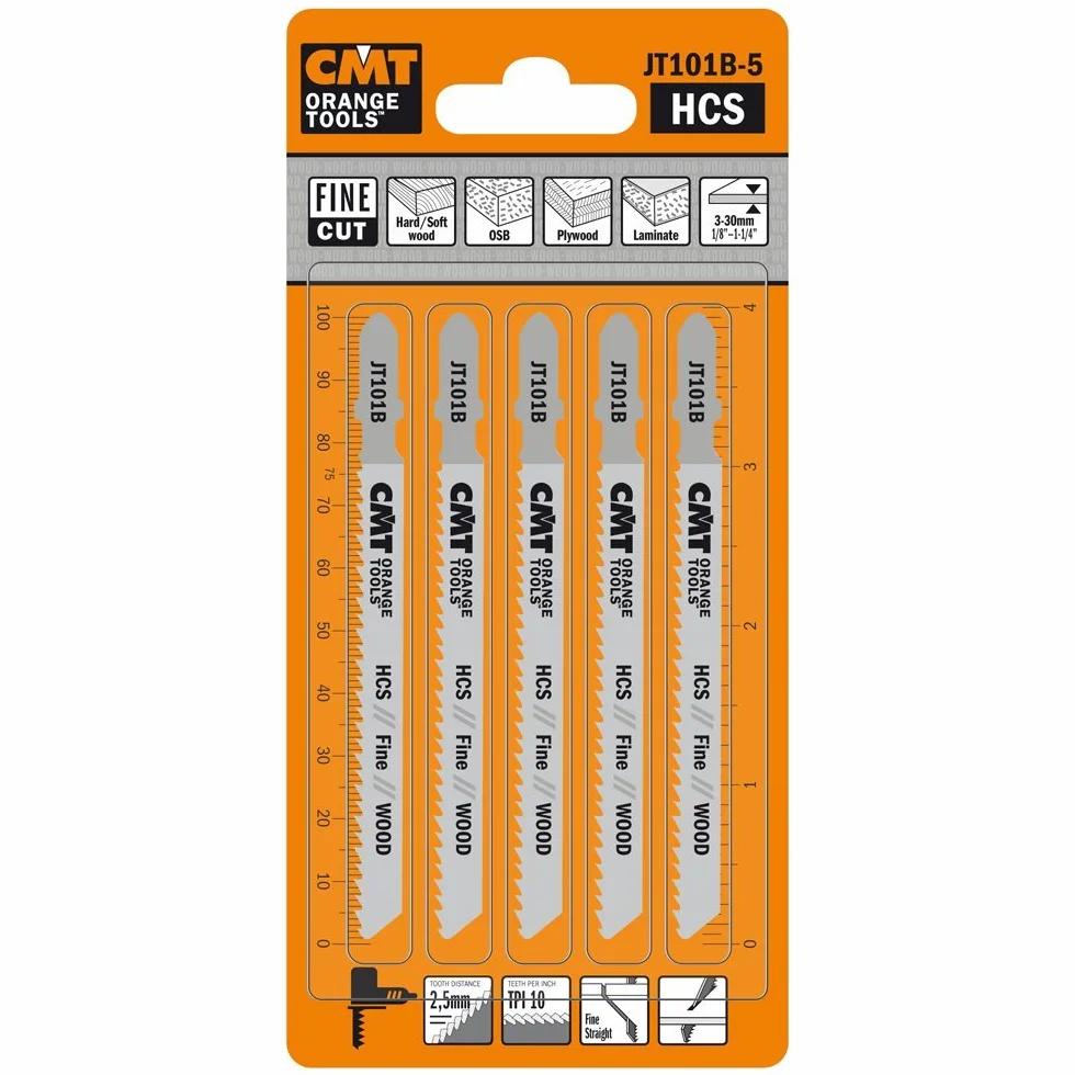 CMT JT101B-5 Set di 5 Lame per Seghetti Alternativi per Legno, Arancione/Grigio