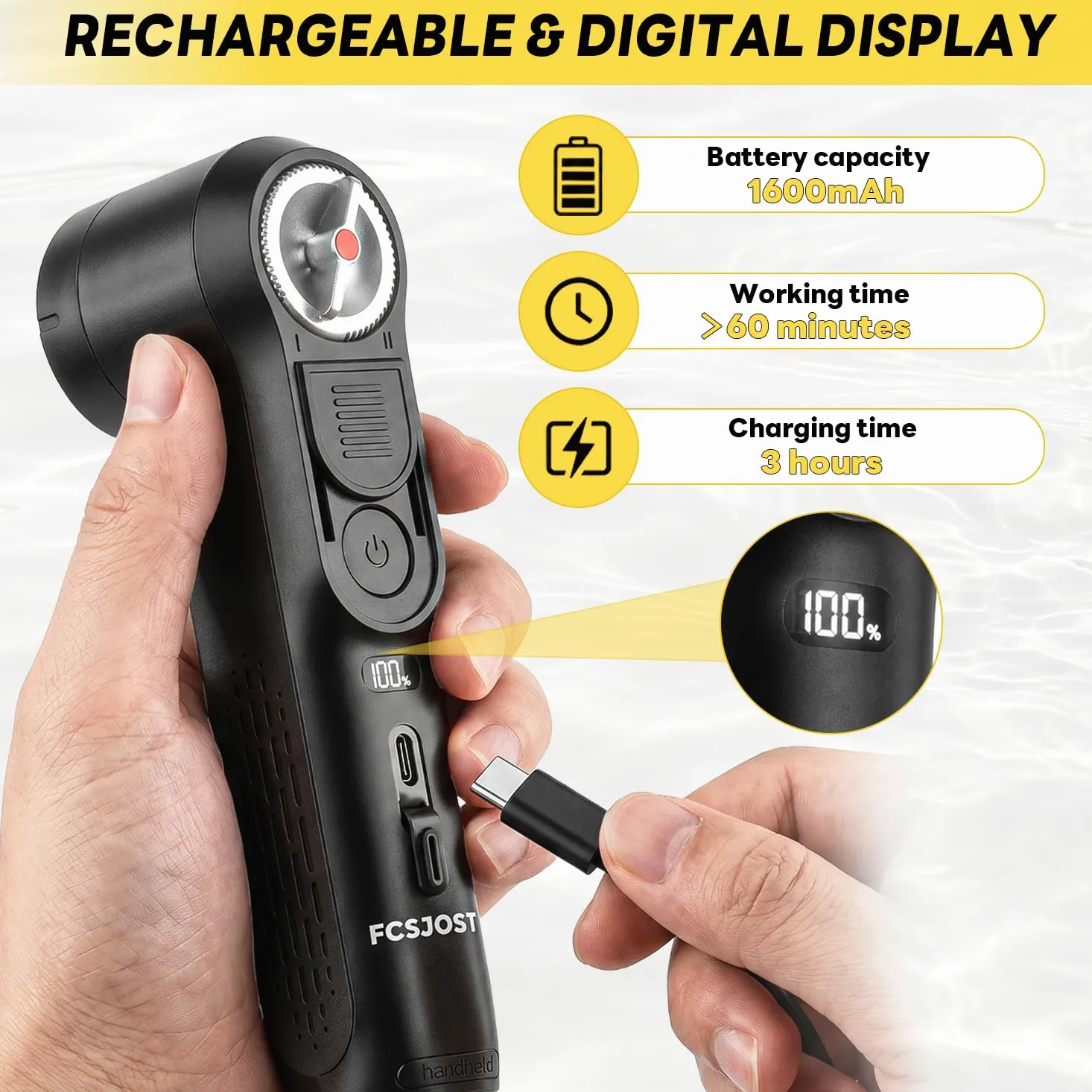 Bidet portatile da viaggio, bidet elettrico ad alta pressione per donne e uomini, batteria 1600 mAh, doppia modalità di spruzzo regolabile, display a LED, serbatoio da 2,5 l, bidet portatile