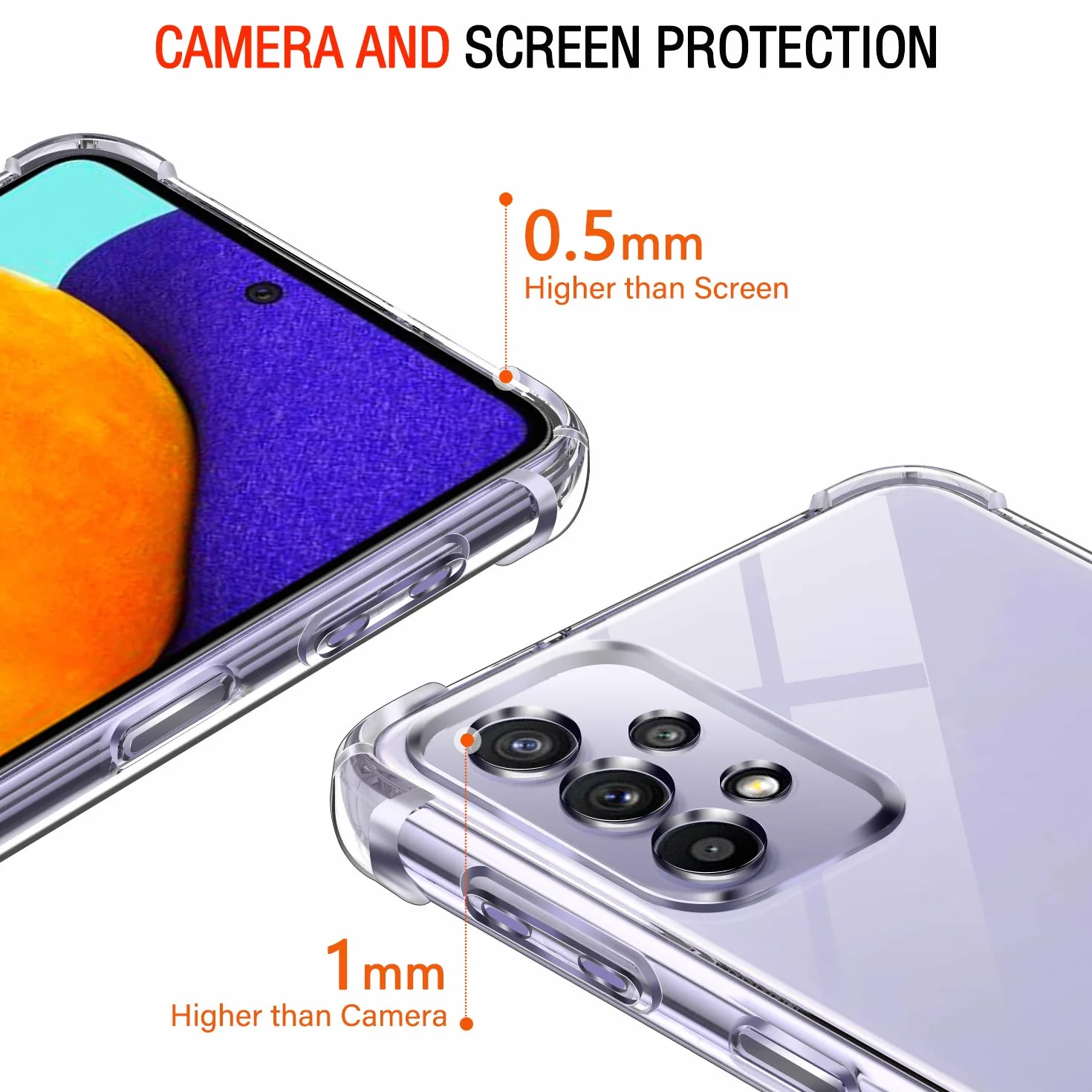 iVoler Cover per Samsung Galaxy A52 4G / A52 5G / A52s 5G, Custodia Trasparente per Assorbimento Degli Urti con Paraurti in TPU Morbido, Sottile Morbida in Silicone TPU Protettiva Case