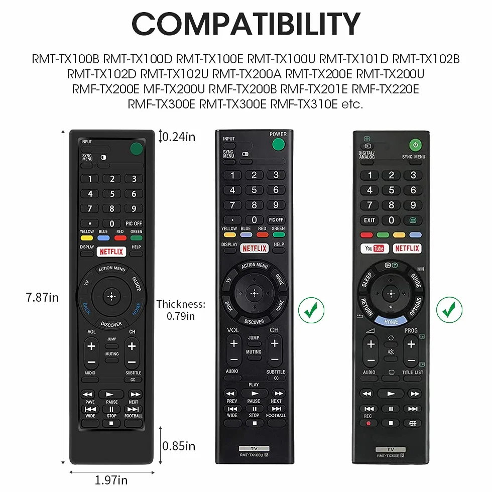Custodia in Silicone Compatibile con Sony Bravia TV Telecomando RMT-TX100D RMT-TX300E RMT-TX310E RMT-TX200E RMF-TX200C per Sony Nuovo Sostitutivo Remote Protettiva Cover Anti-Scivolo Cassa (Nero)