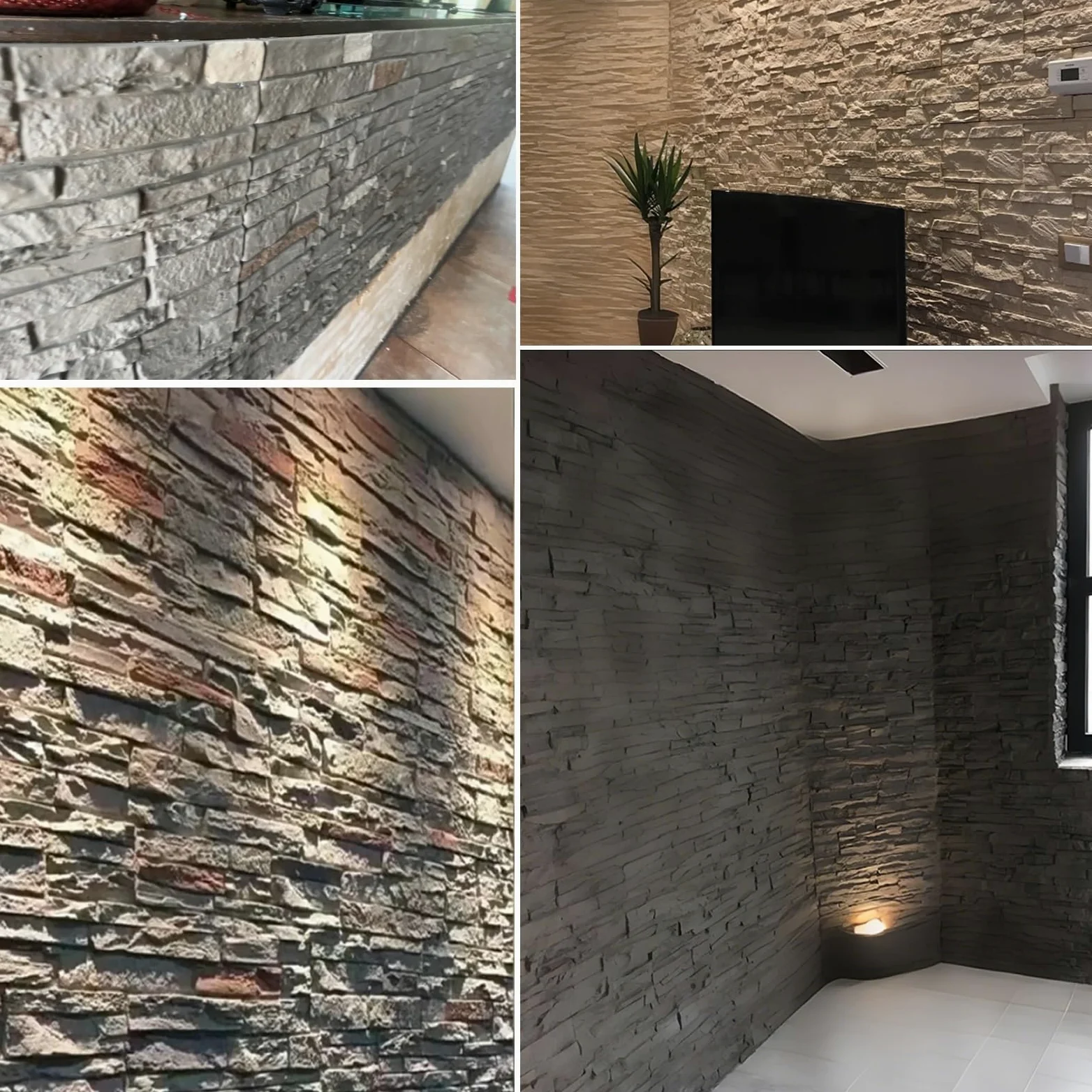 Piastrelle da parete in finta pietra, pannelli testurizzati 3D, rivestimento murale moderno effetto mattone per balcone, villa, cortile, interni o esterni