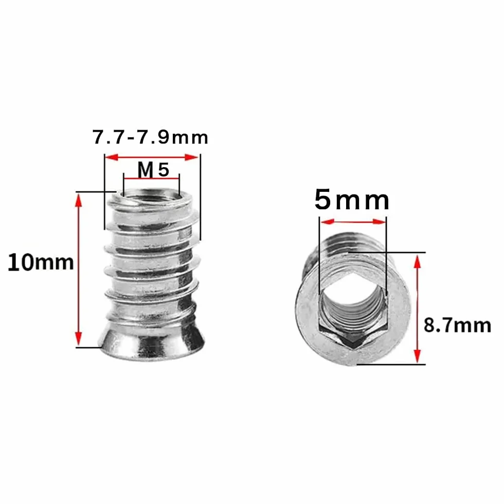 30 PCS M5 boccole filettate per Legno Viti de Acero al carbono Hexagonal de accionamiento de tuercas de inserción roscadas para bussole per Legno Inserto Filettato Esagonale