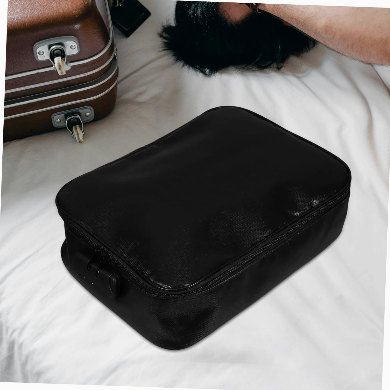 Sacchetto Ignifugo per Documenti Multi Strato in Fibra Nera | Uso Viaggio e Quotidiano, Design Elegante e Resistente, Organizer Portatile Chiusura Sicura