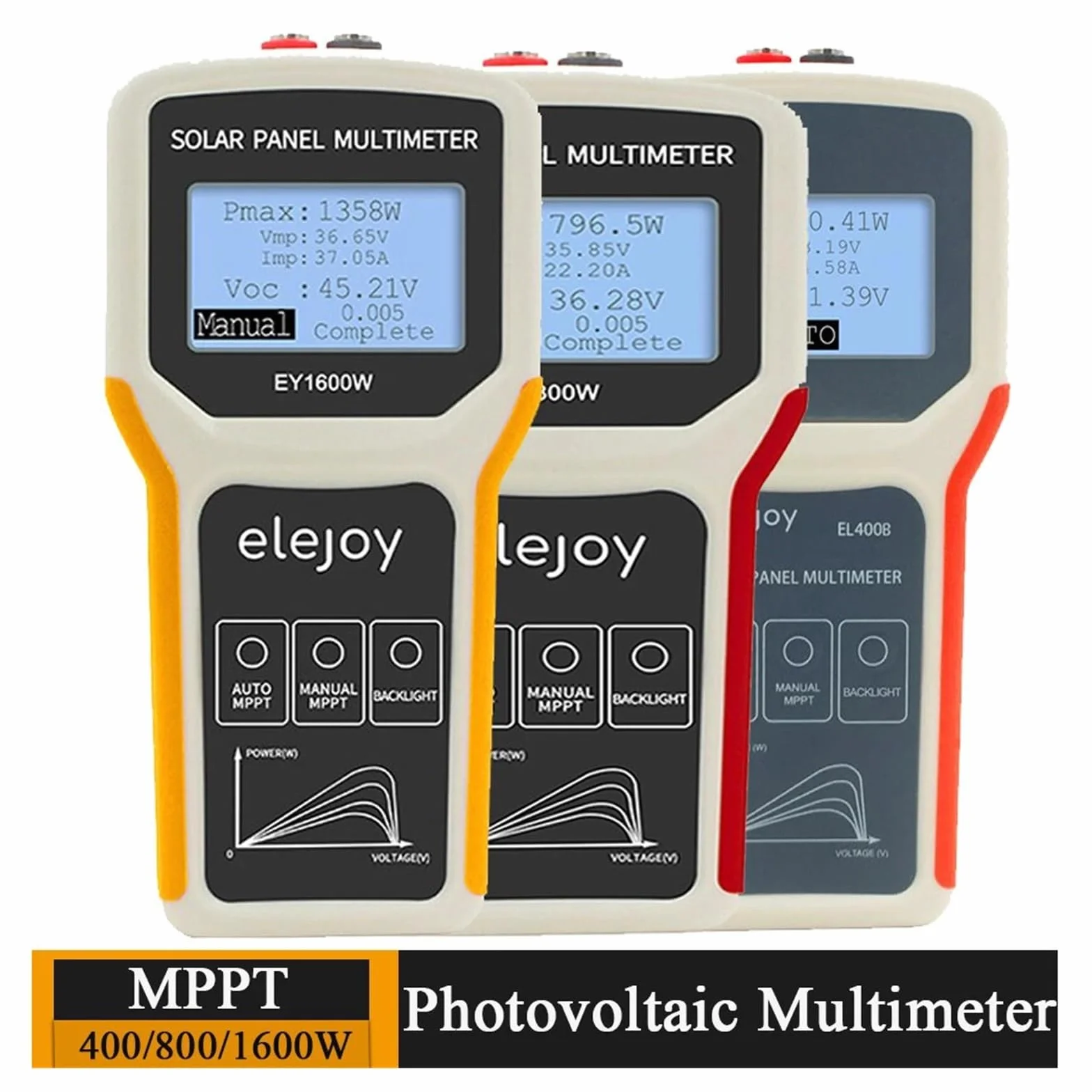 EY1800W/EY1600W/EY800W/EL400B Tester for Pannelli Solari Multimetro for Fotoelettrici Strumento di Rilevamento MPPT Automatico/Manuale Voltmetro,Dati di Misurazione Accurati(2000w)