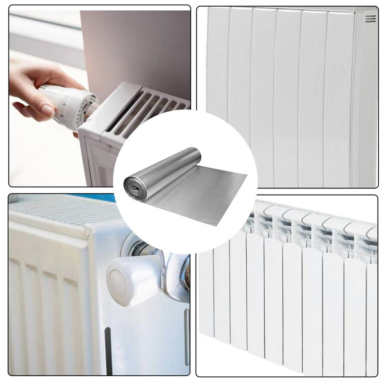 Isolamento Termico per Termosifoni, Autoadesiva Isolante Termico Riflettente Materassino Foglio Isolante in Alluminizzati, Pannelli Termoriflettenti per Caloriferi, Pannello Alluminio Termosifone (Si